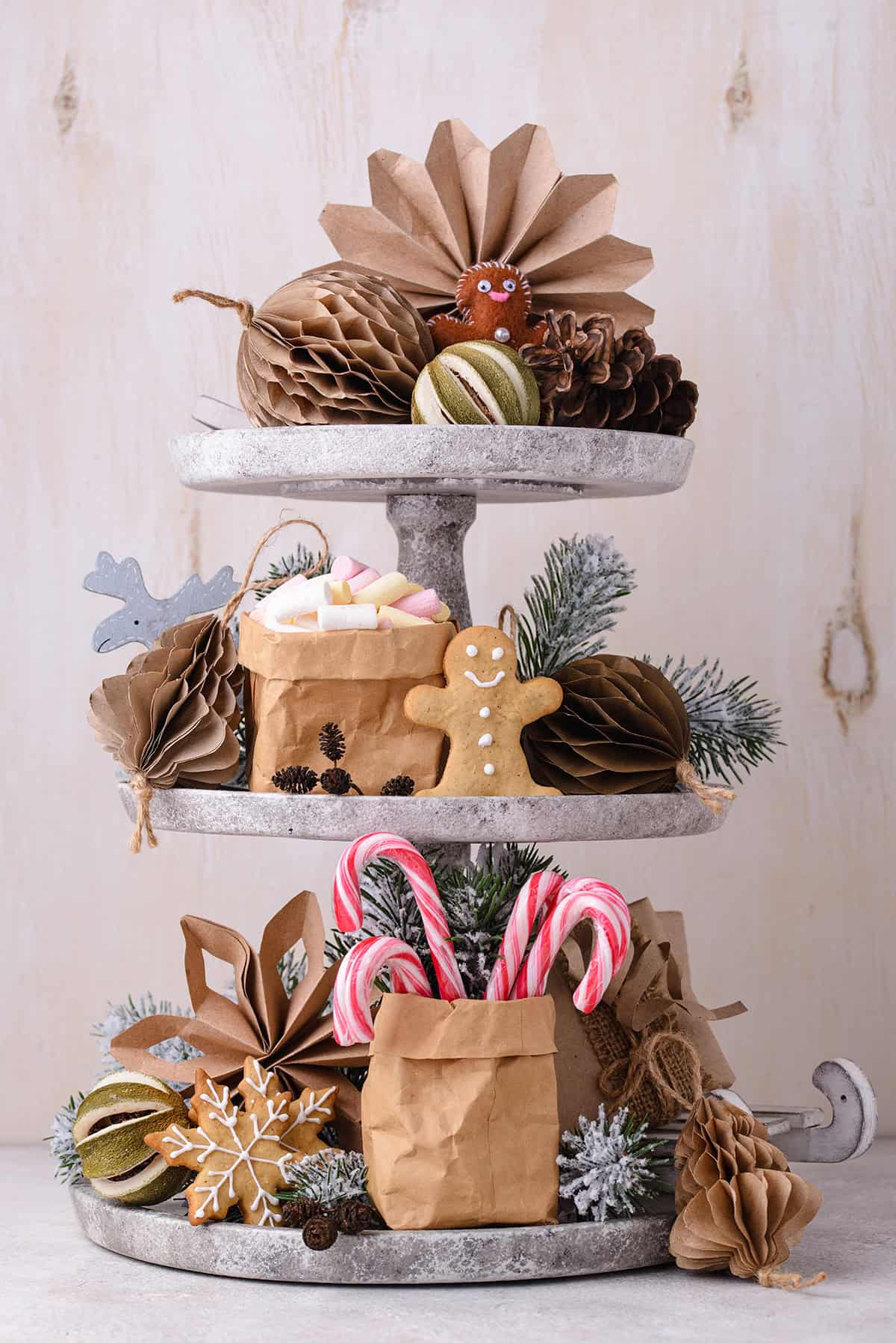 Rustic Paper and Gingerbread Christmas Tray