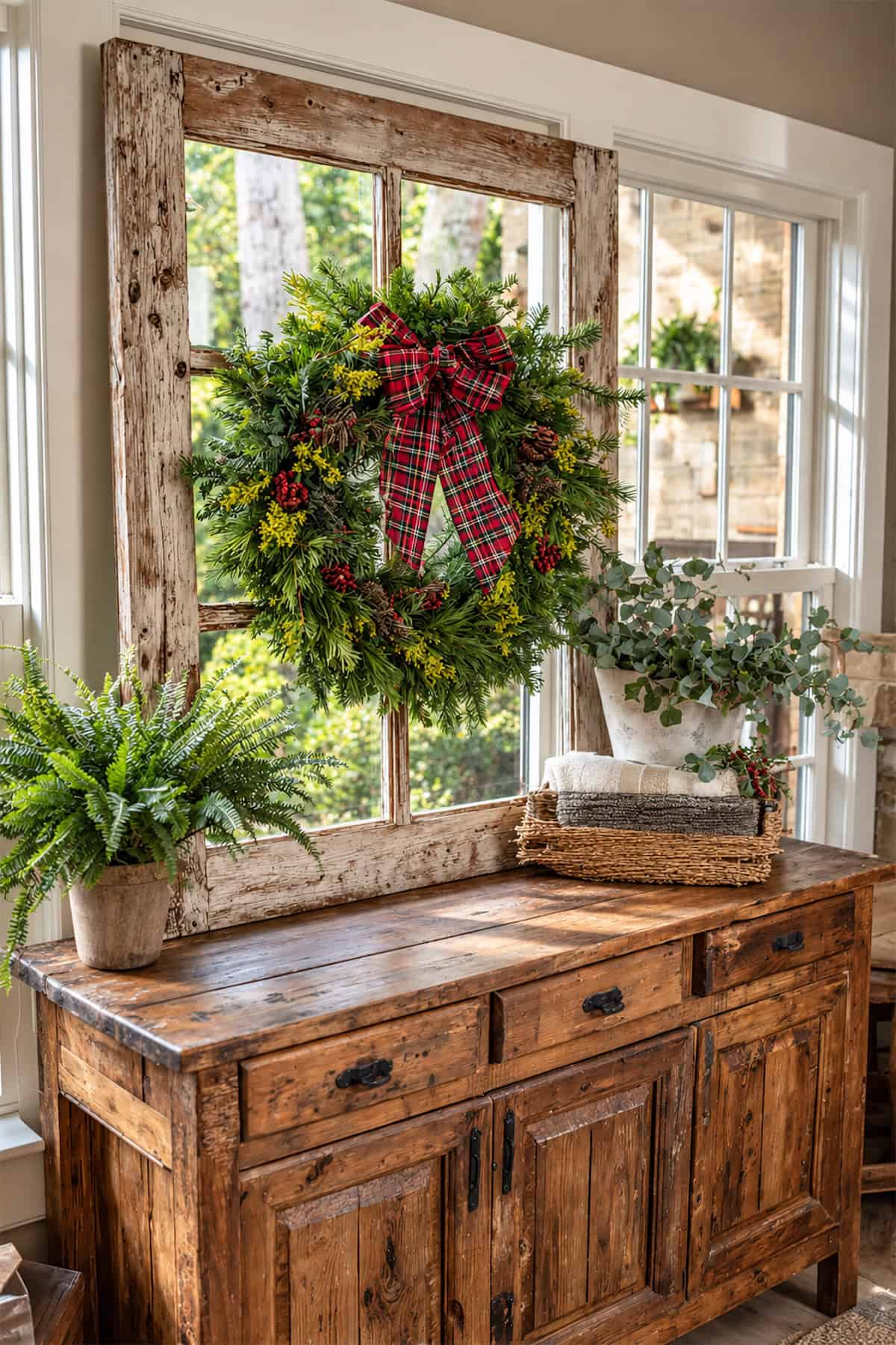Rustic Window Frame Wreath