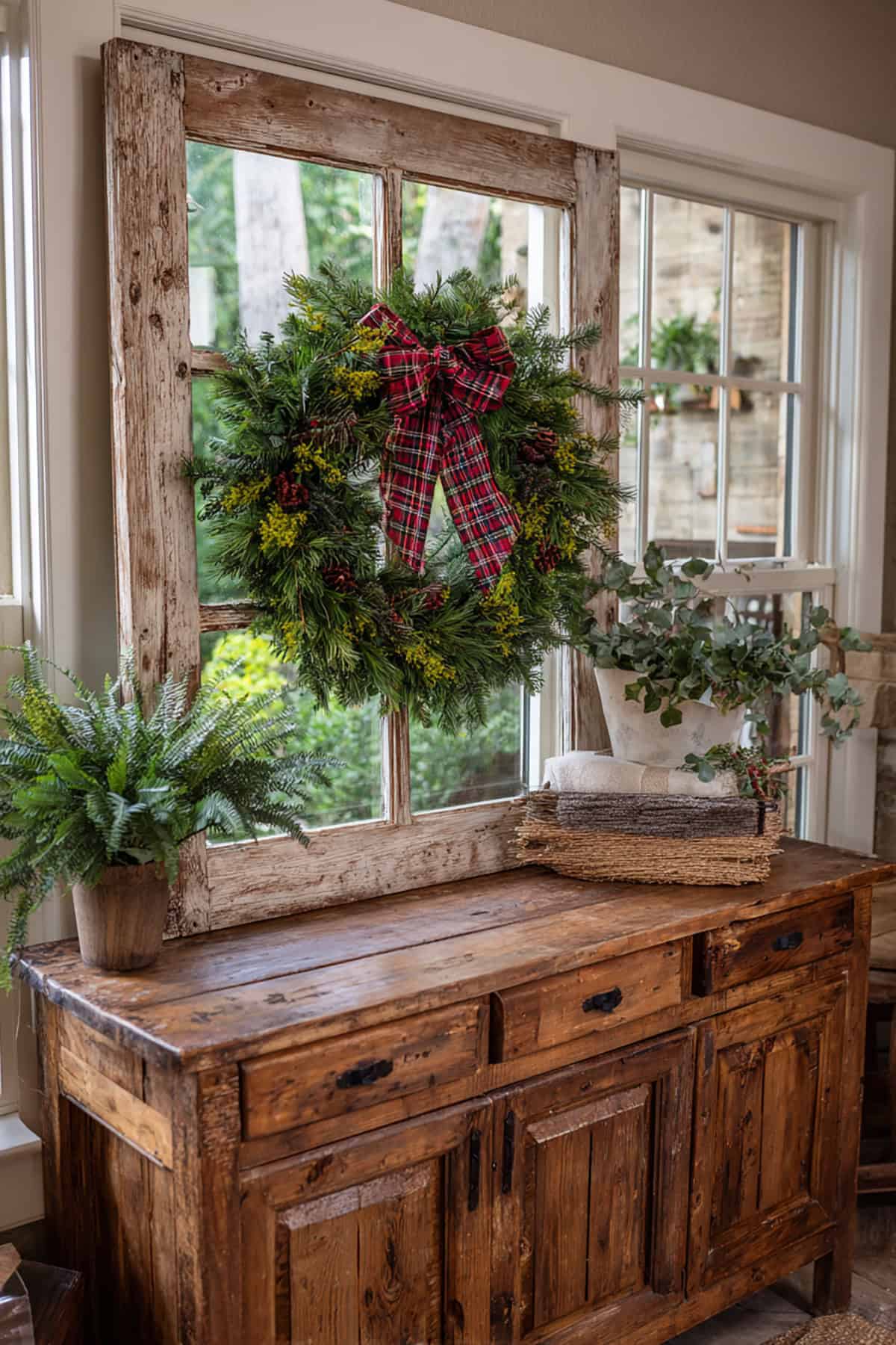 Rustic Window Frame Wreath