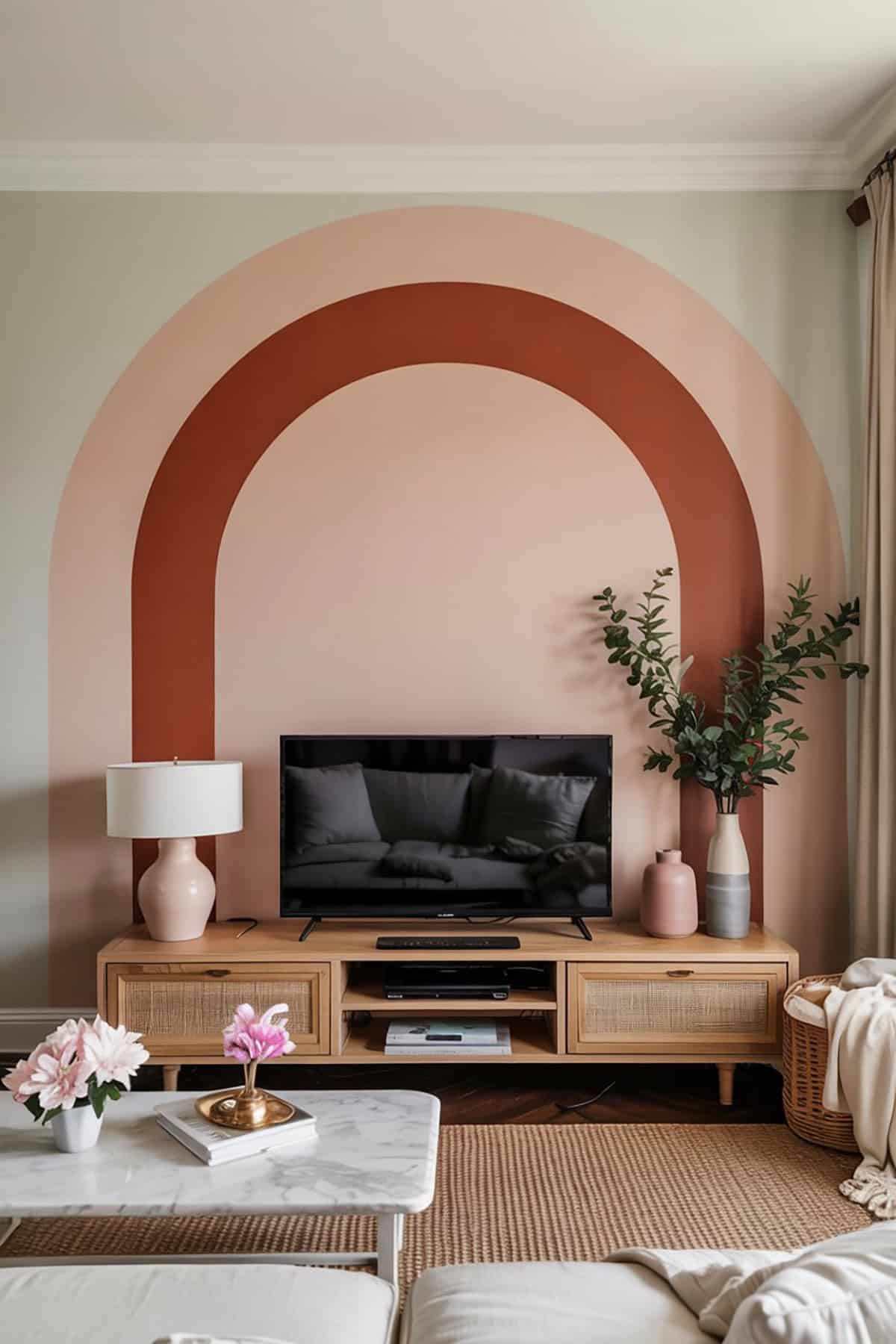 Wall Arch Design Framing the TV