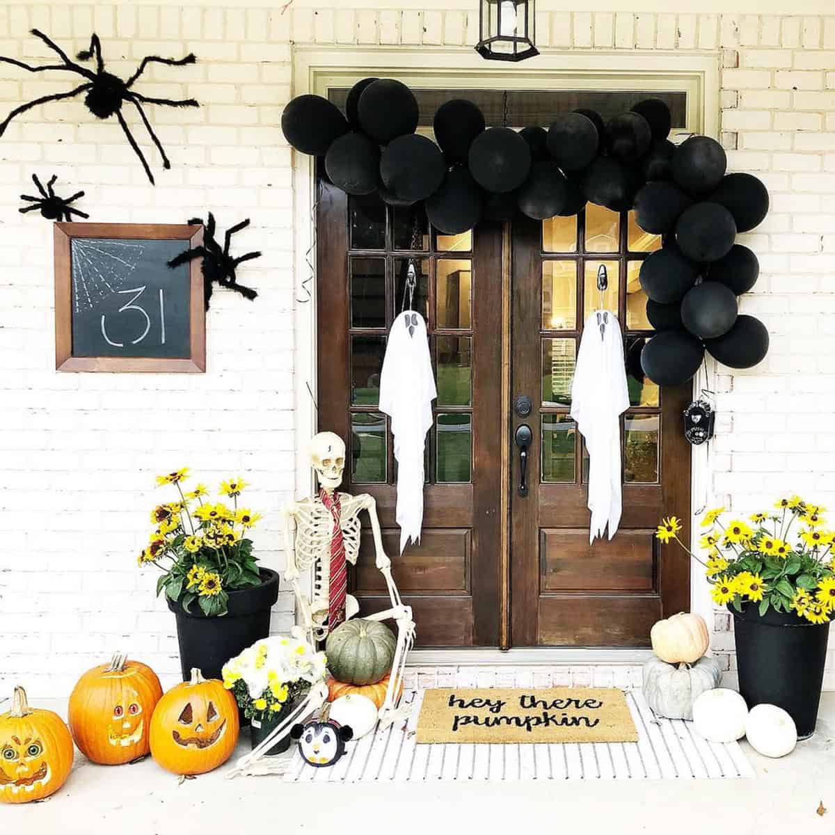 Black Balloon Door with Ghosts