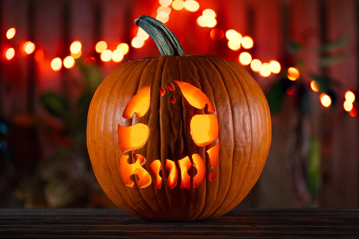 “Boo!” Pumpkin with Ghost Silhouette