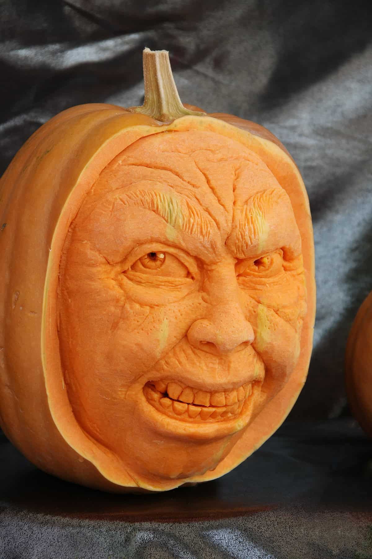 Carved Human Face Pumpkin
