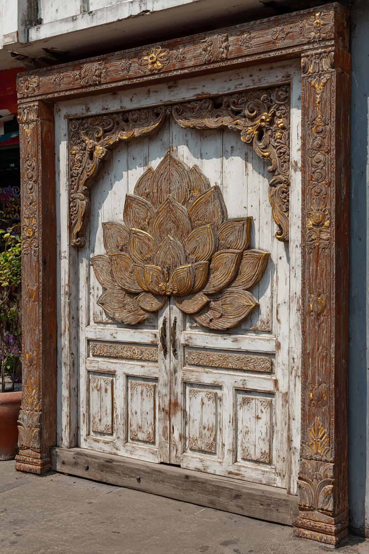 Carved Lotus Flower Gate