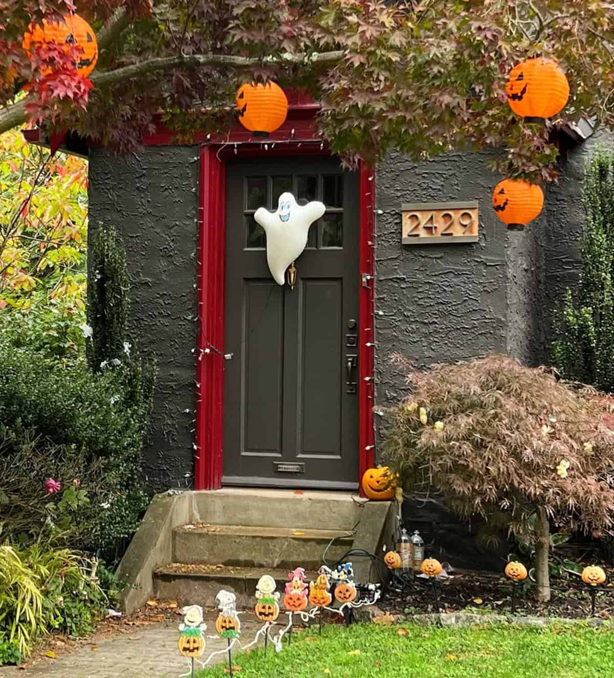 Dark Door with Hanging Ghost