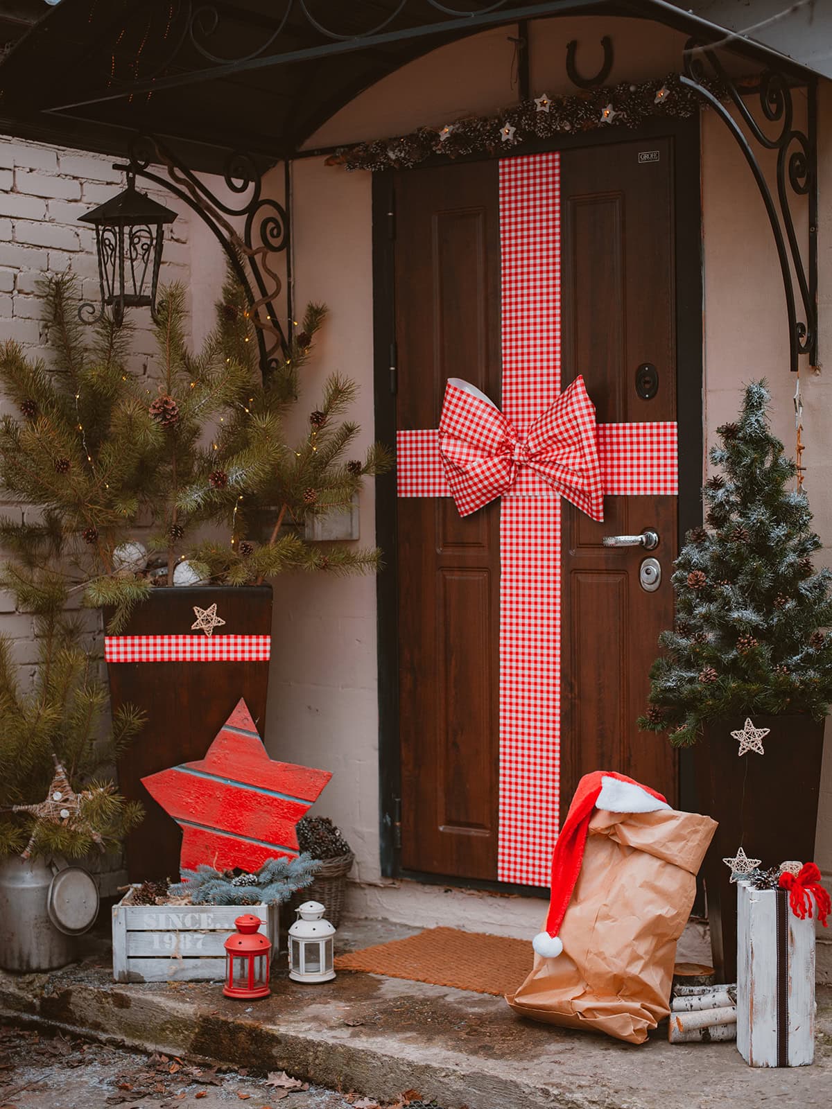 Front Door Wrapped as a Giant Present