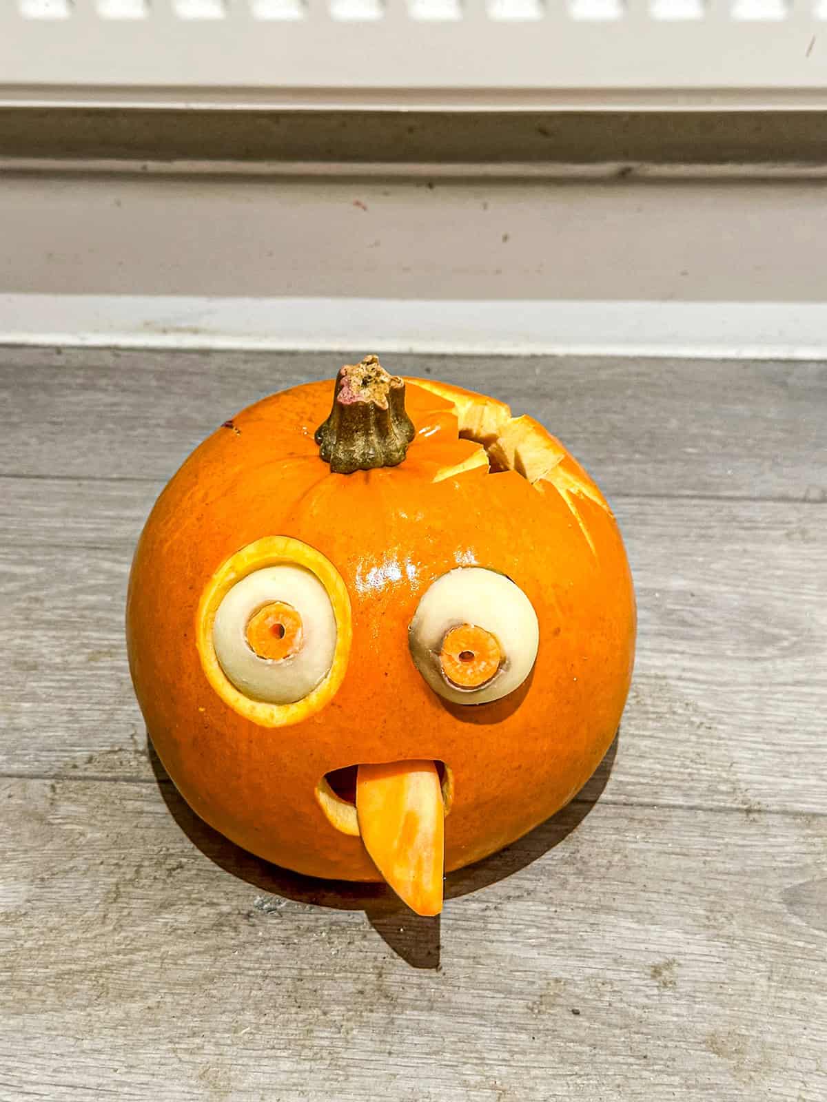 Goofy Pumpkin with Tongue Out