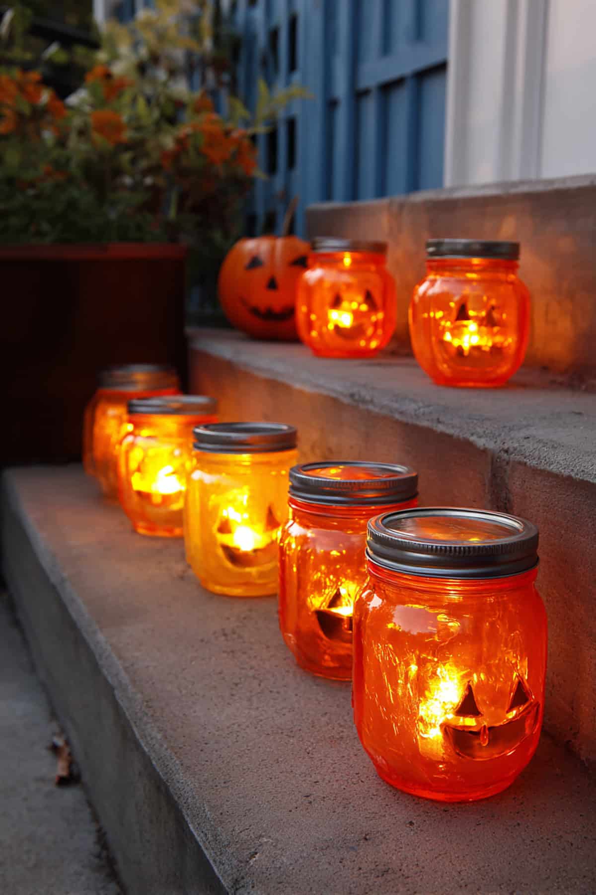 Mason Jars with Jack Faces