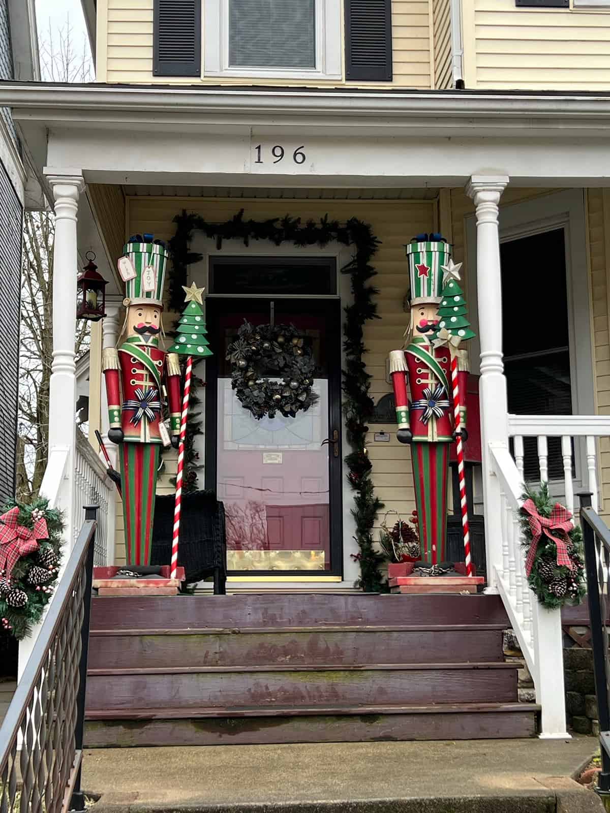 Nutcracker Guards on a Modest Front Porch
