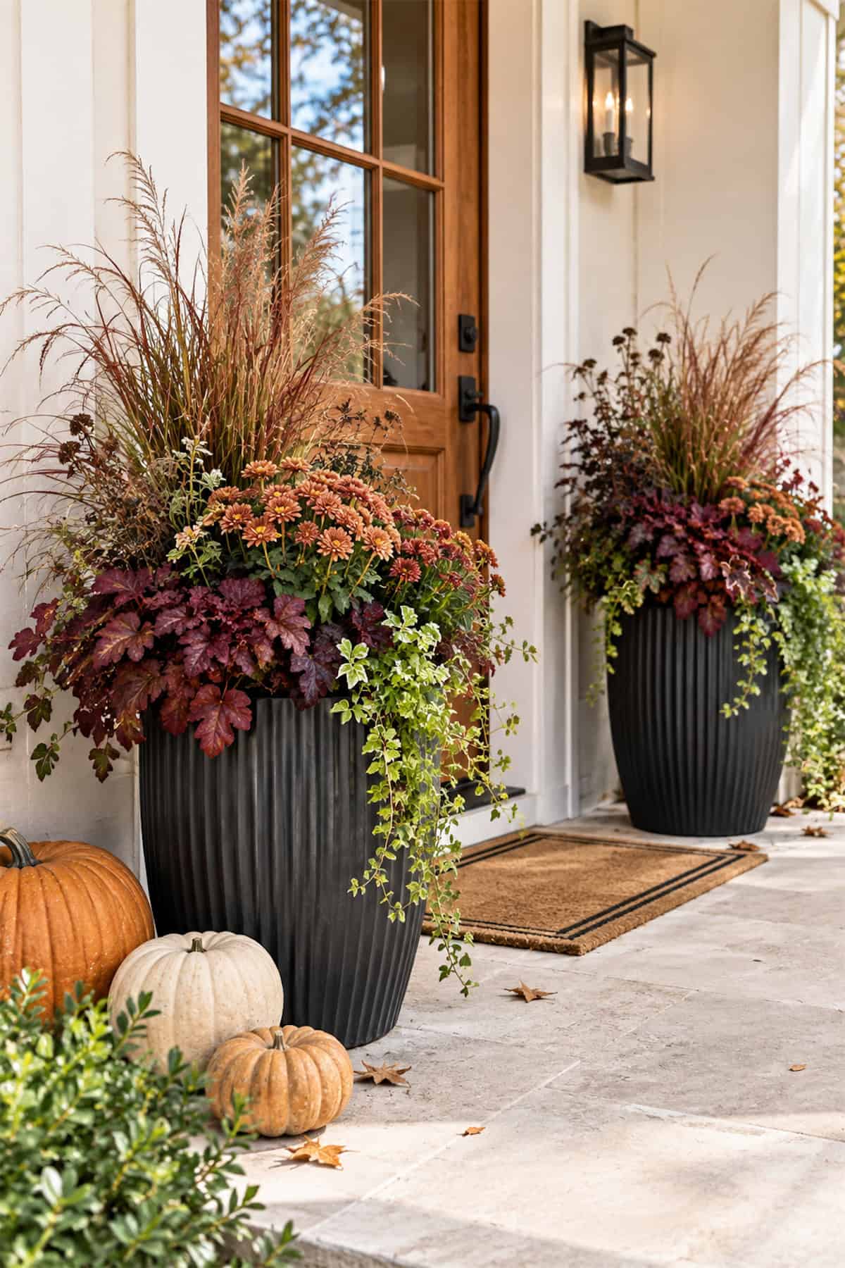 Sculptural Black Fluted Planters