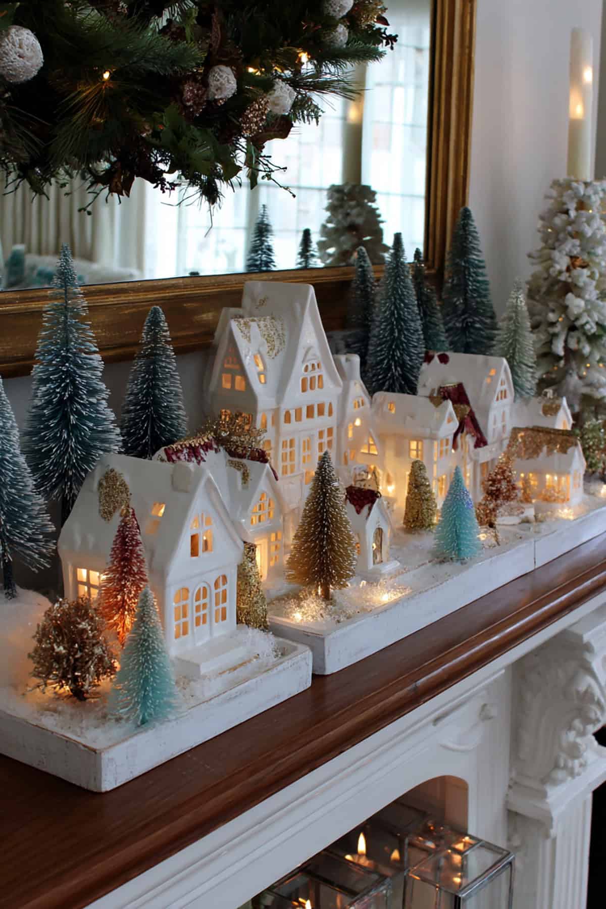 Snowy Village Mantel