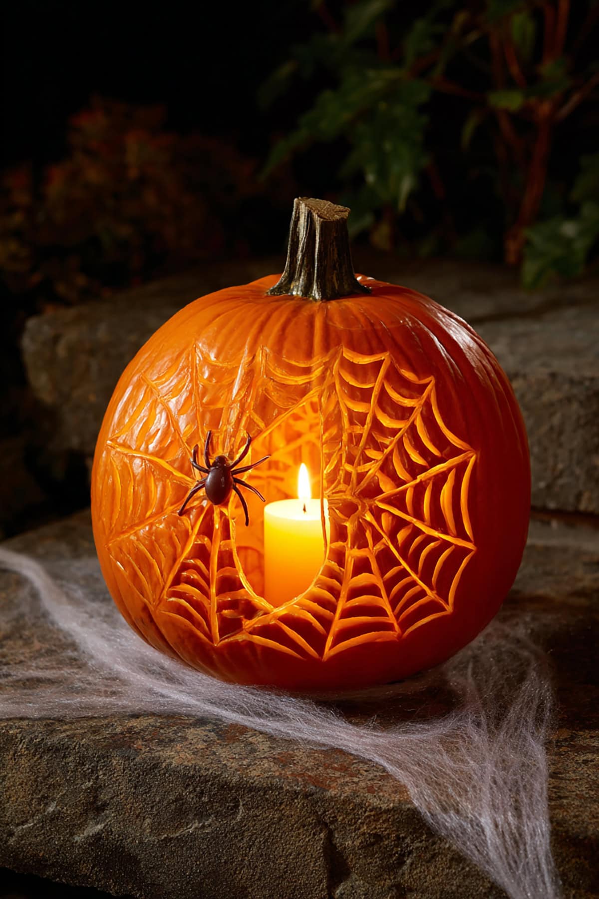 Spider Web with Candlelight
