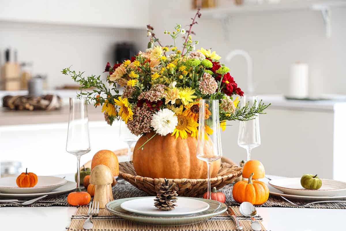 A Burst of Color in a Pumpkin Vase