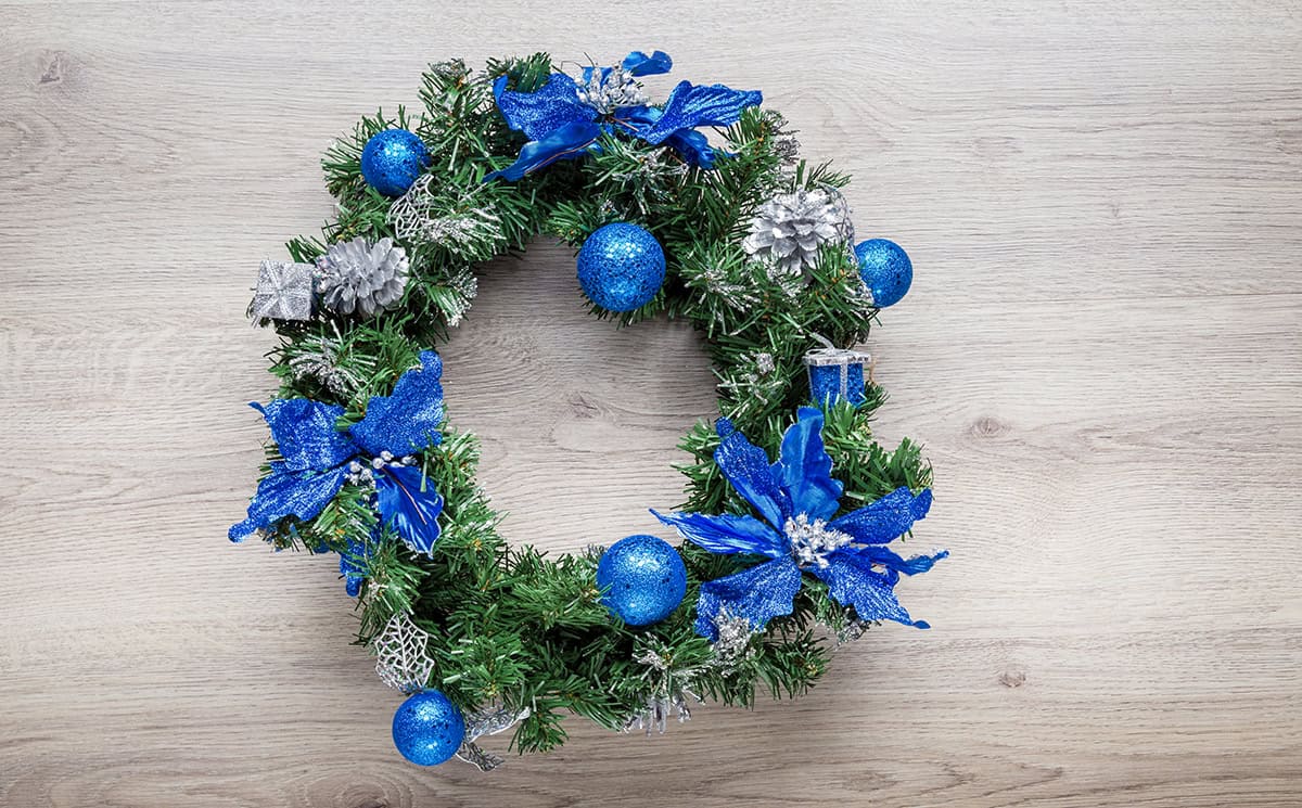 Blue and Silver Holiday Wreath