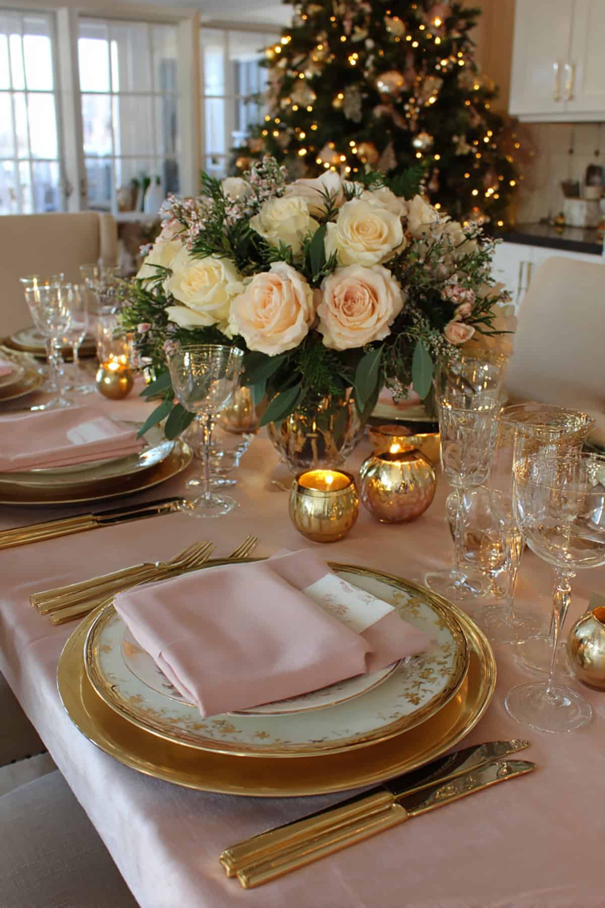 Blush and Gold Christmas Table