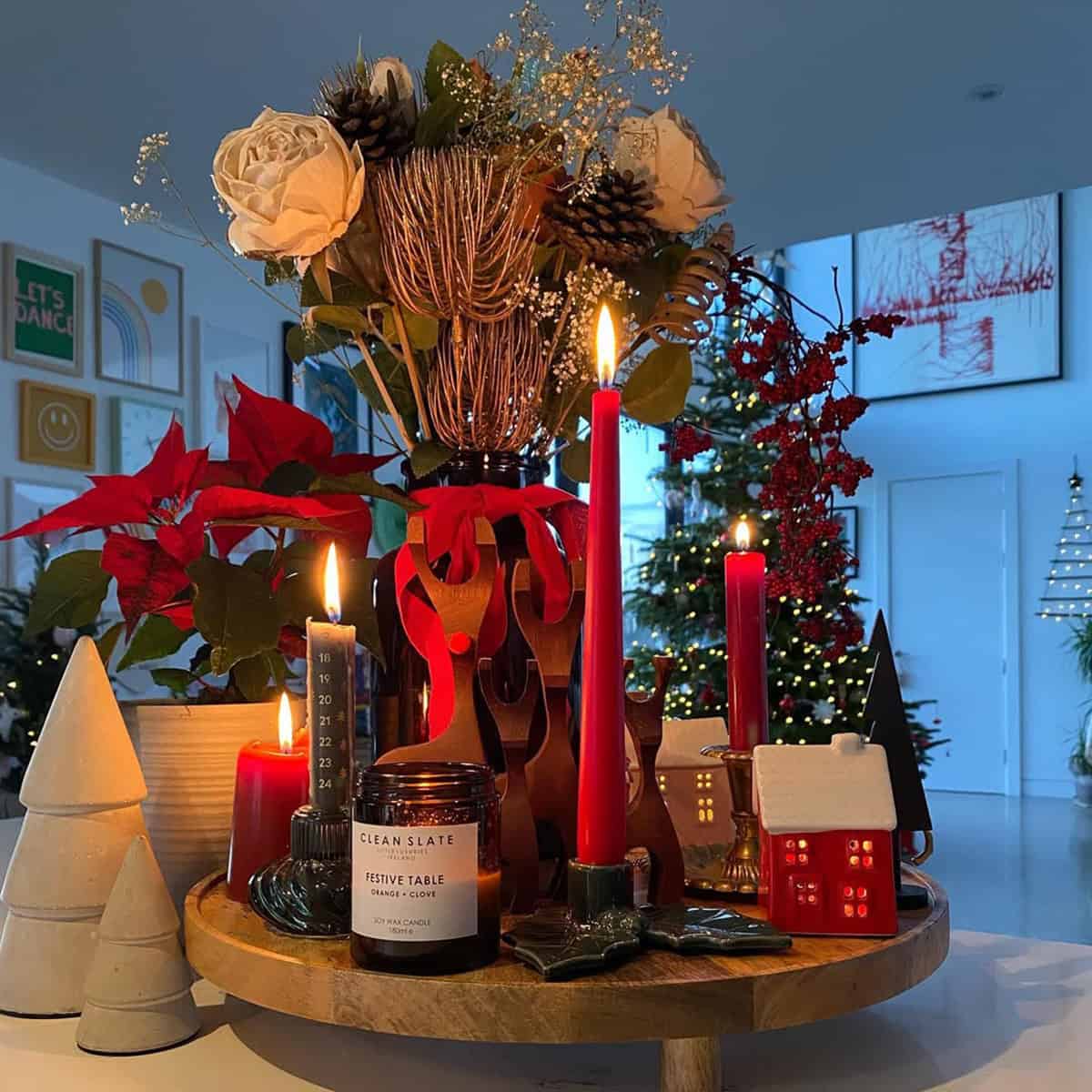 Candlelight and Red Accents
