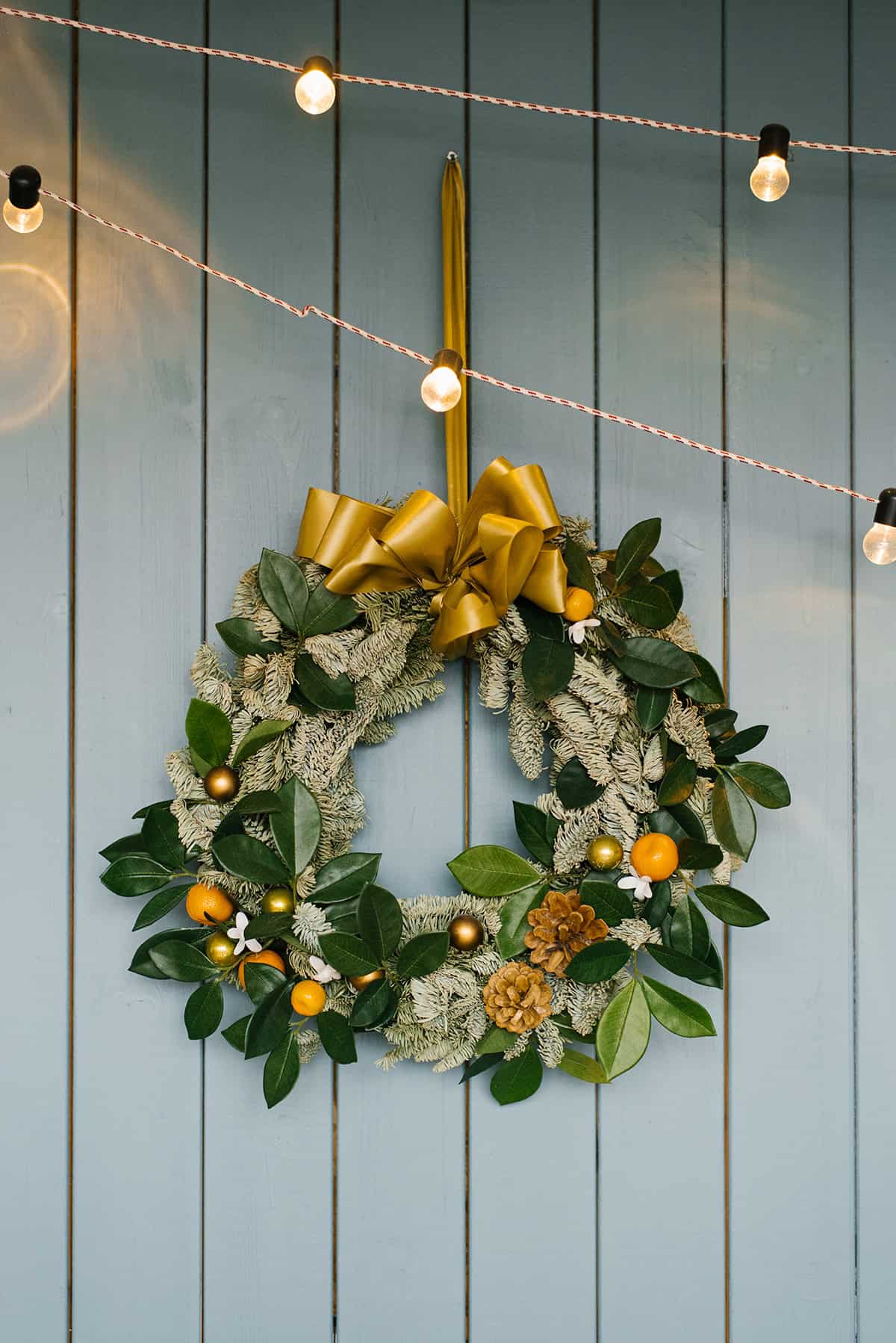 Citrus and Gold Ribbon Wreath