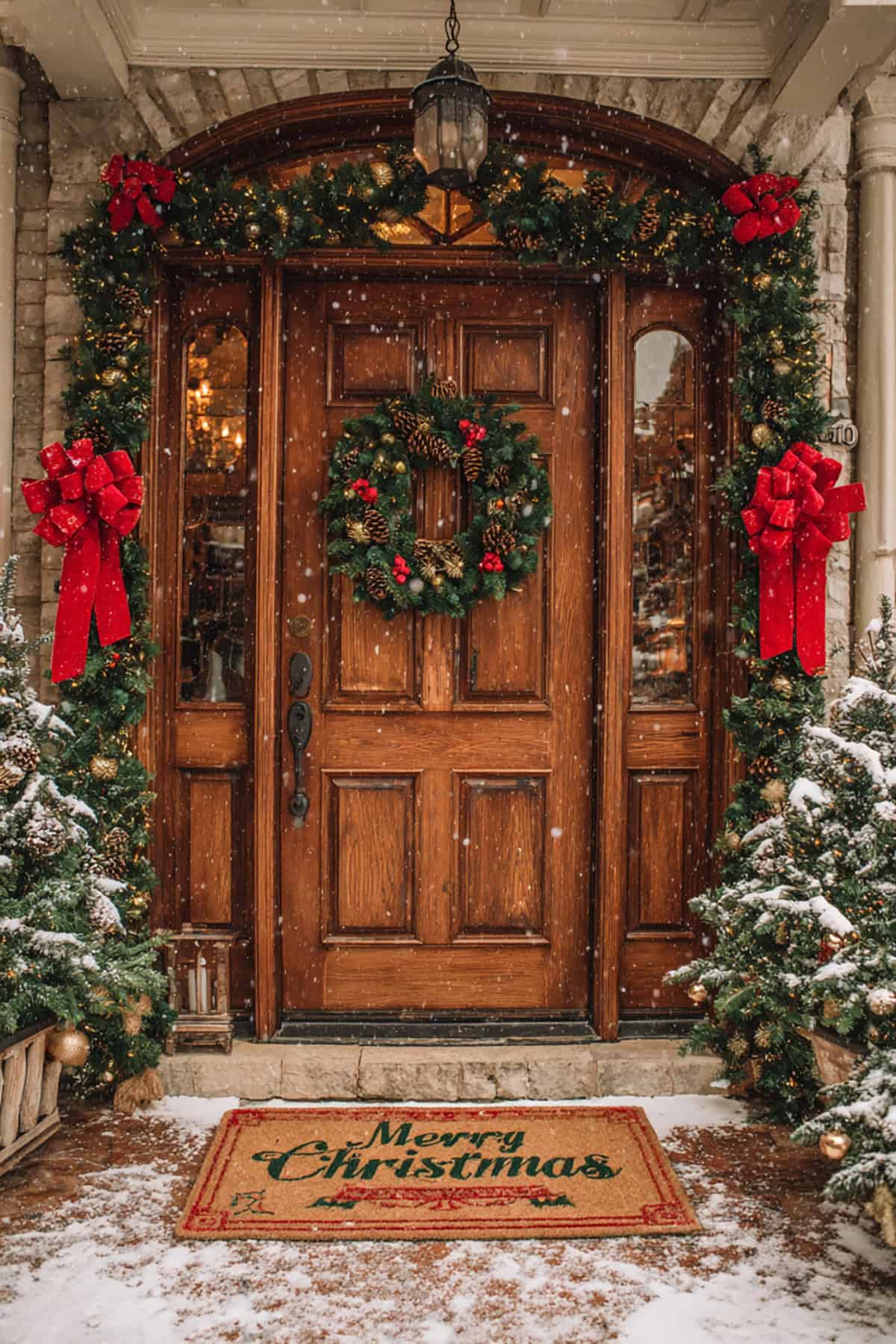 Classic Red and Green Christmas Door