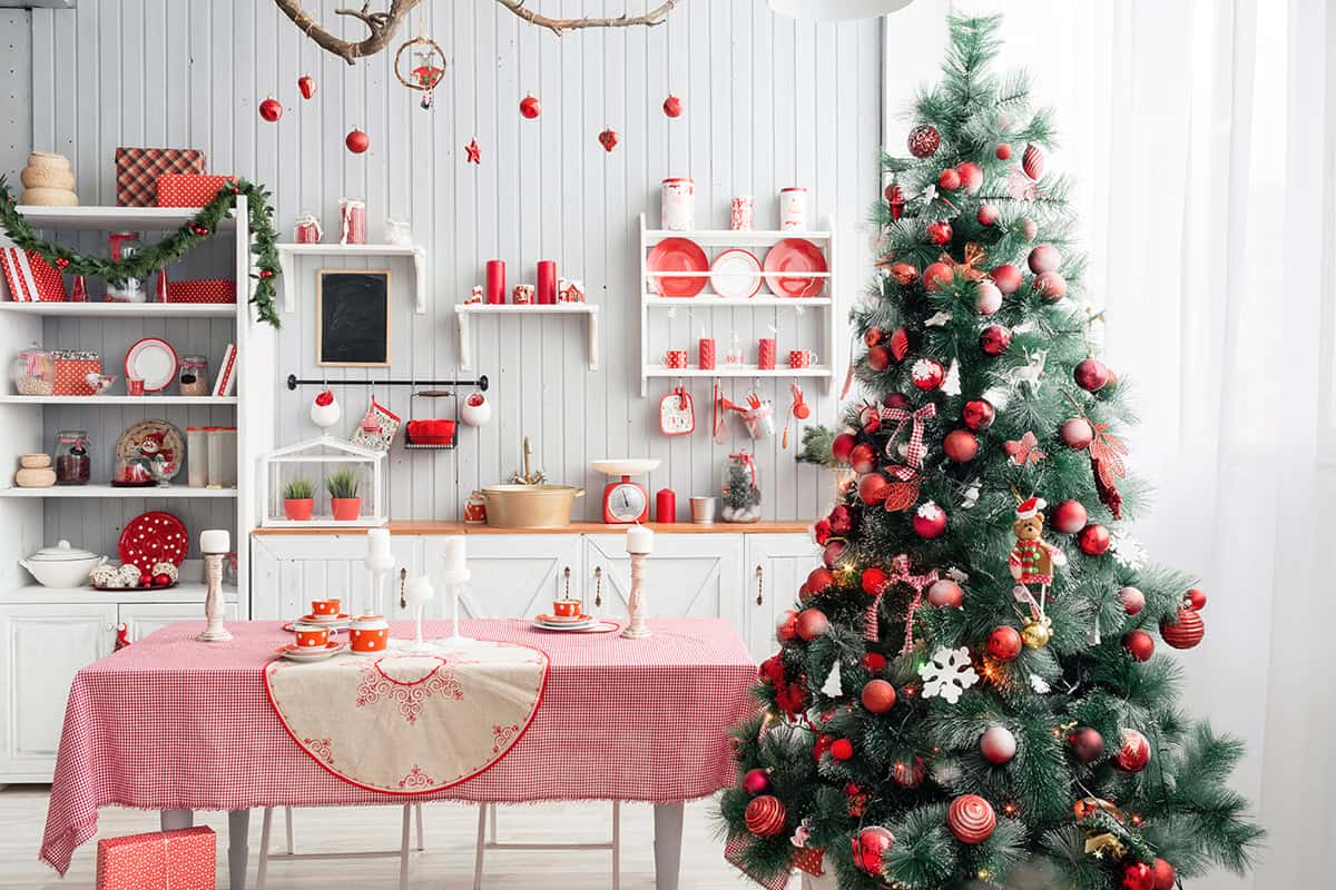 Classic Red and White Christmas Kitchen