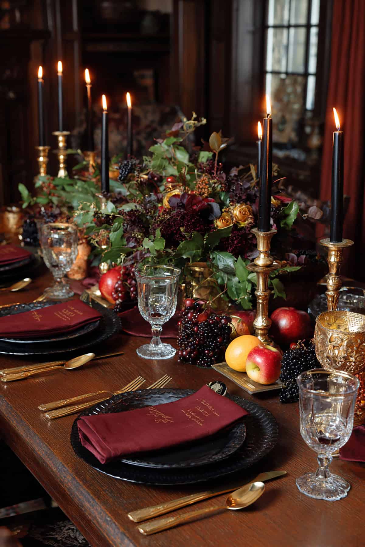 Dark and Moody Thanksgiving Table