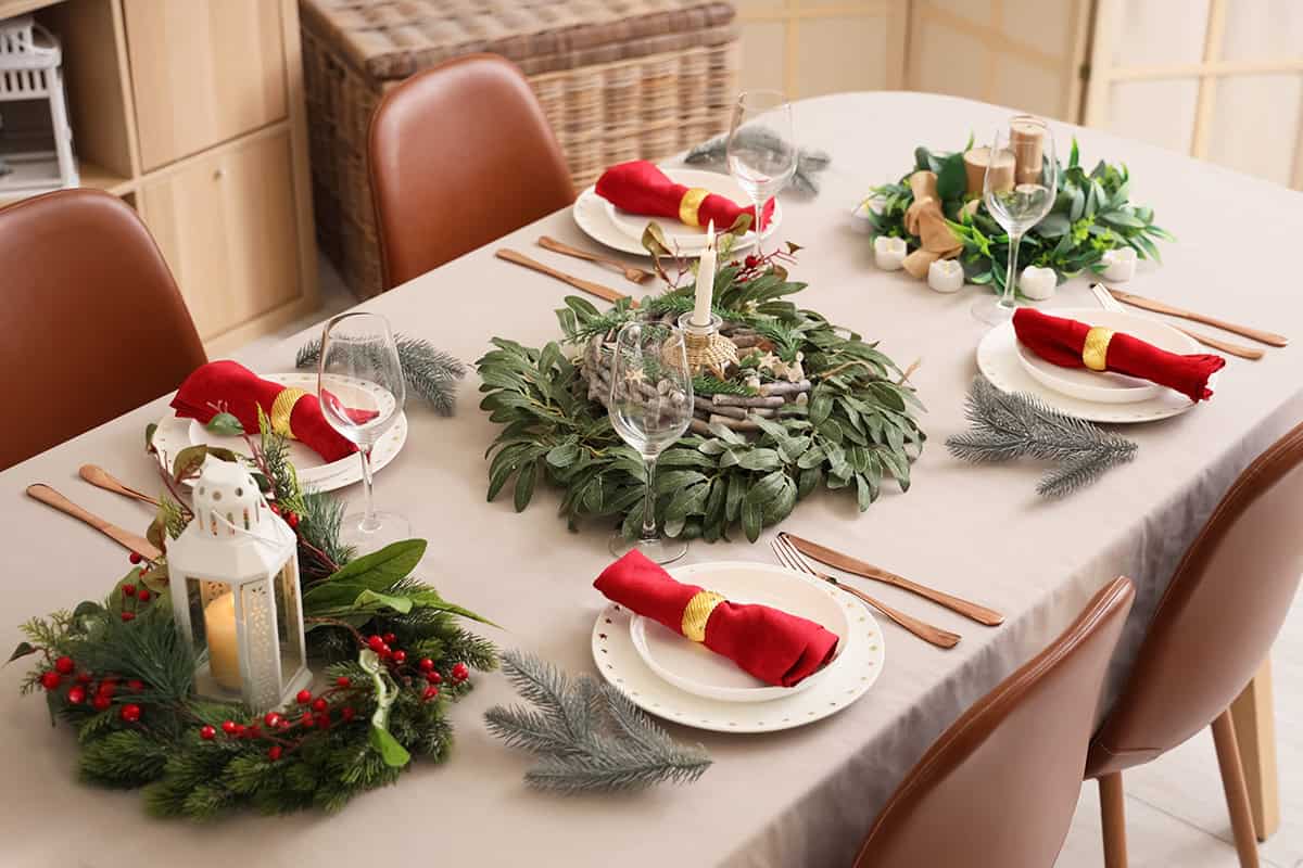 Evergreen and Candle Centerpiece