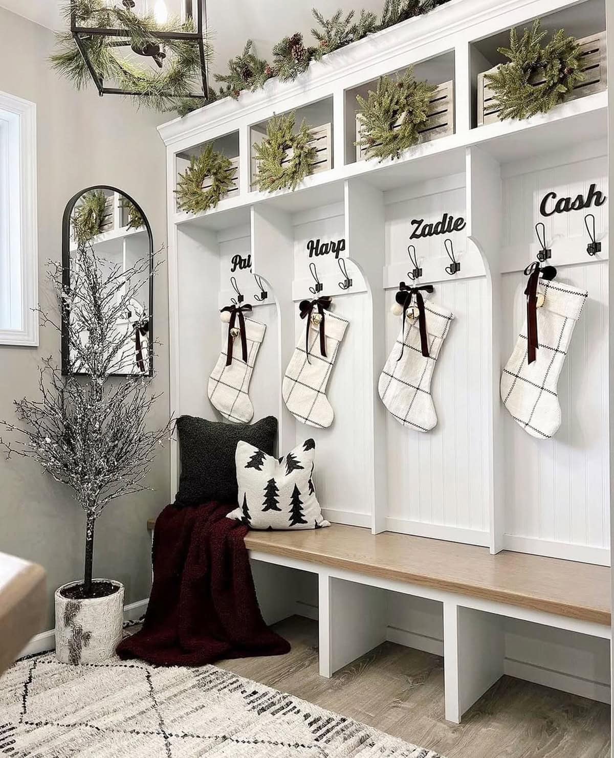 Family Mudroom with Personalized Stockings