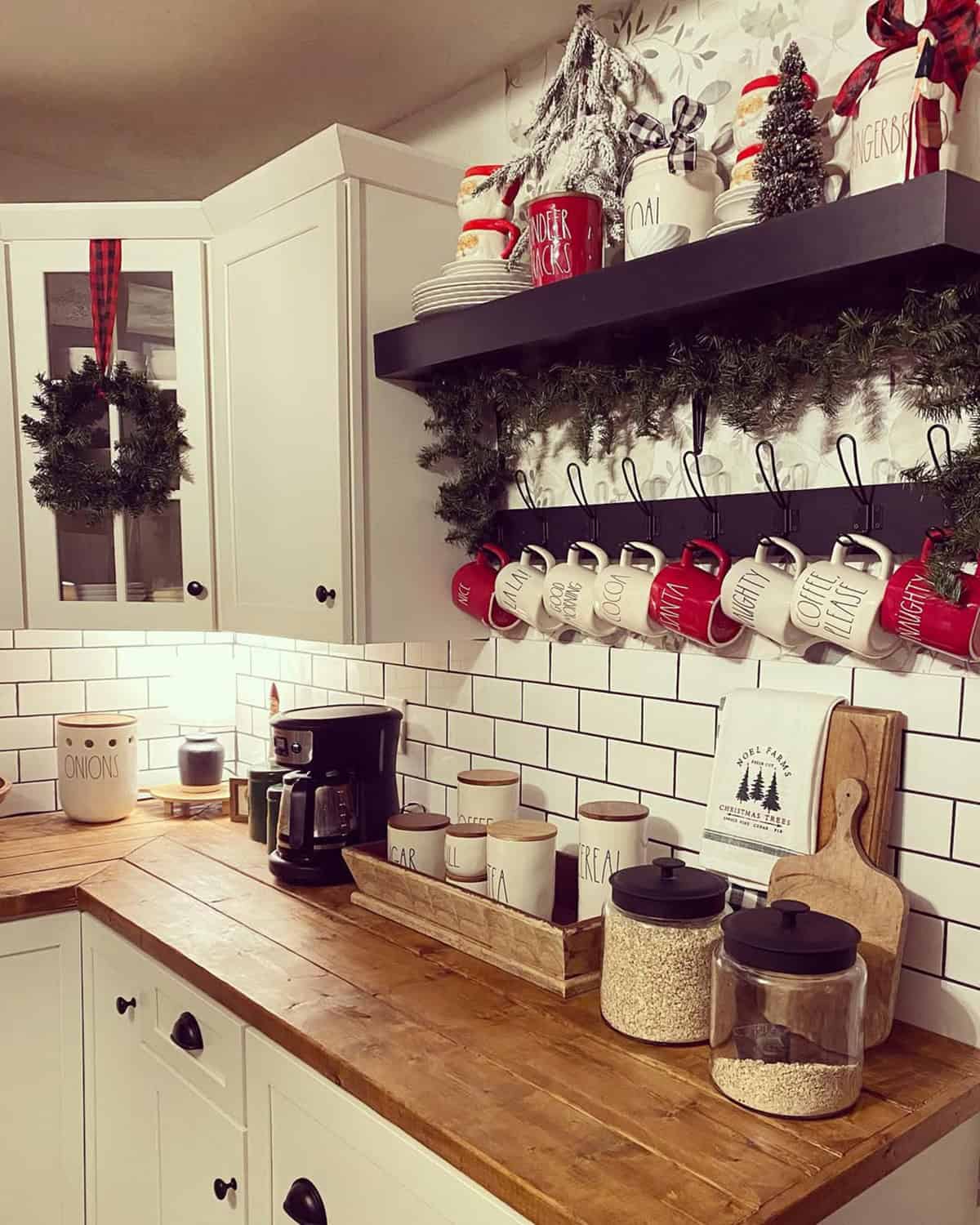 Farmhouse Counter with Red Accents