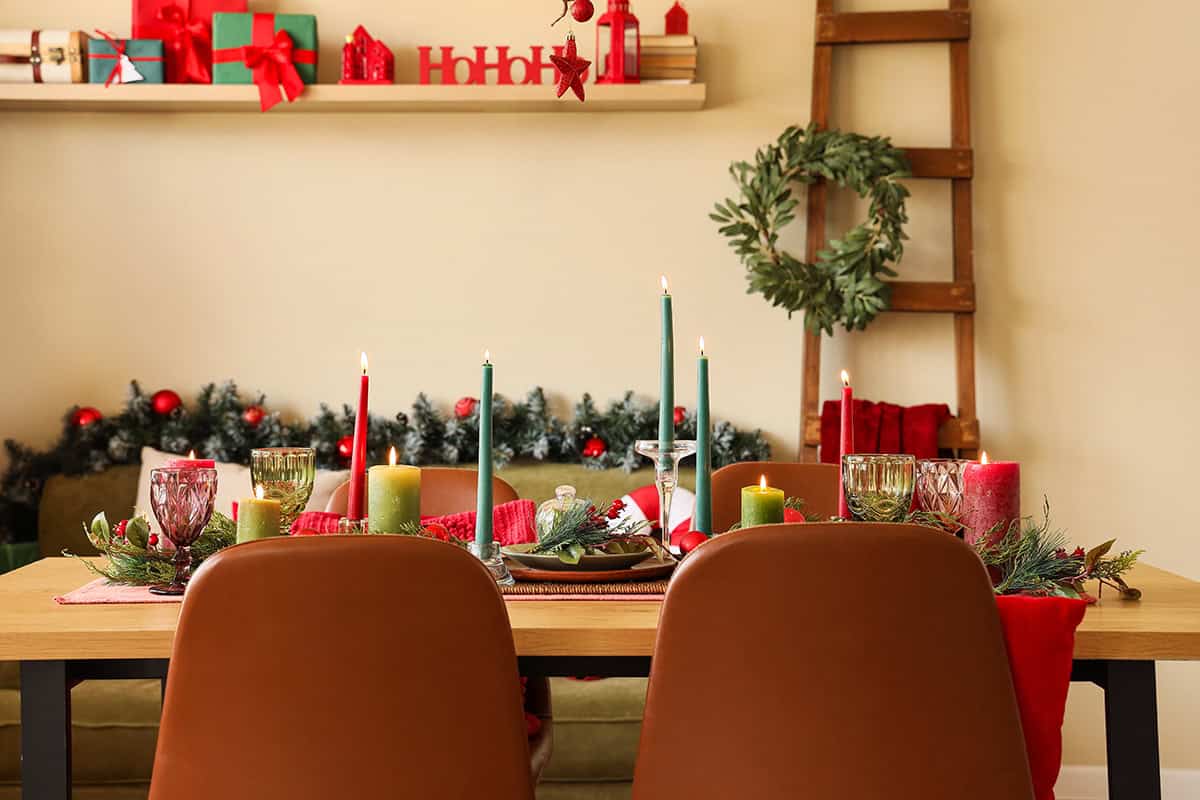 Festive Candlelit Dining Setup