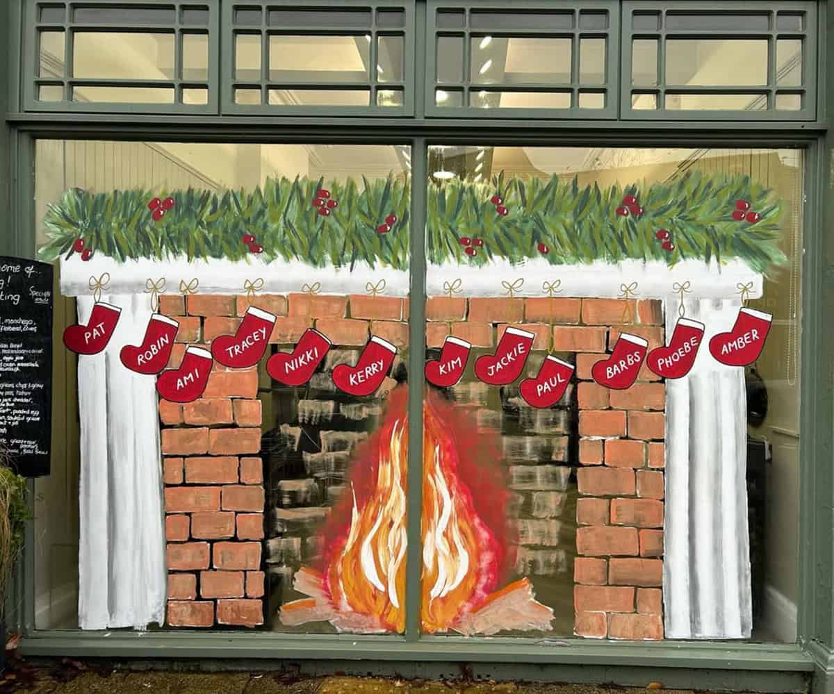 Fireside Mantel with Family Stockings