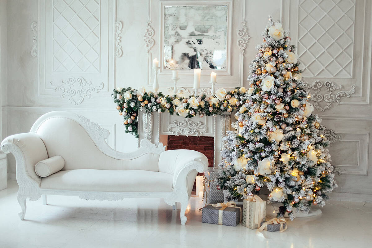 Floral White Christmas Tree with Soft Bloom Accents