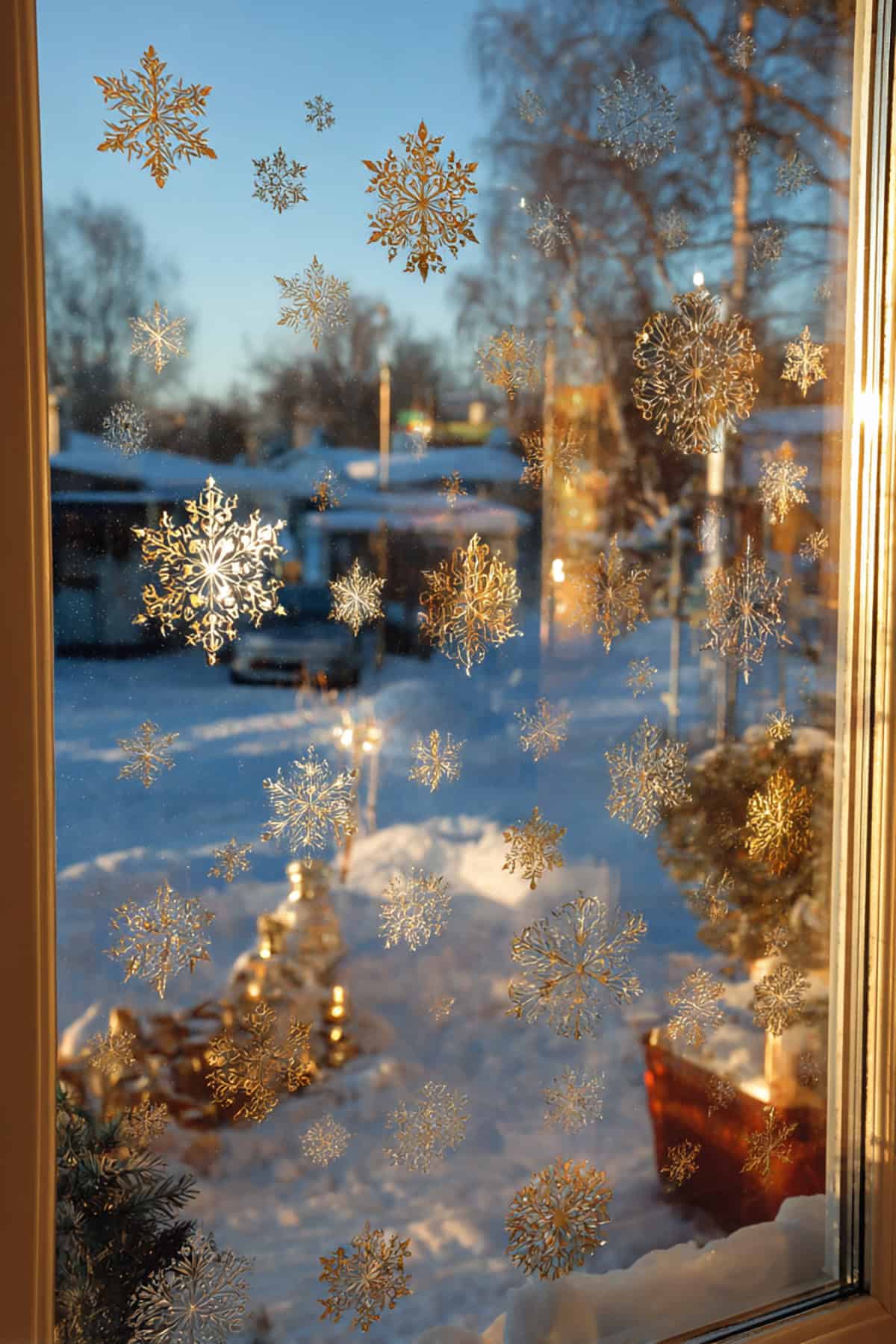Frosted Glass with Snowflake Sticker