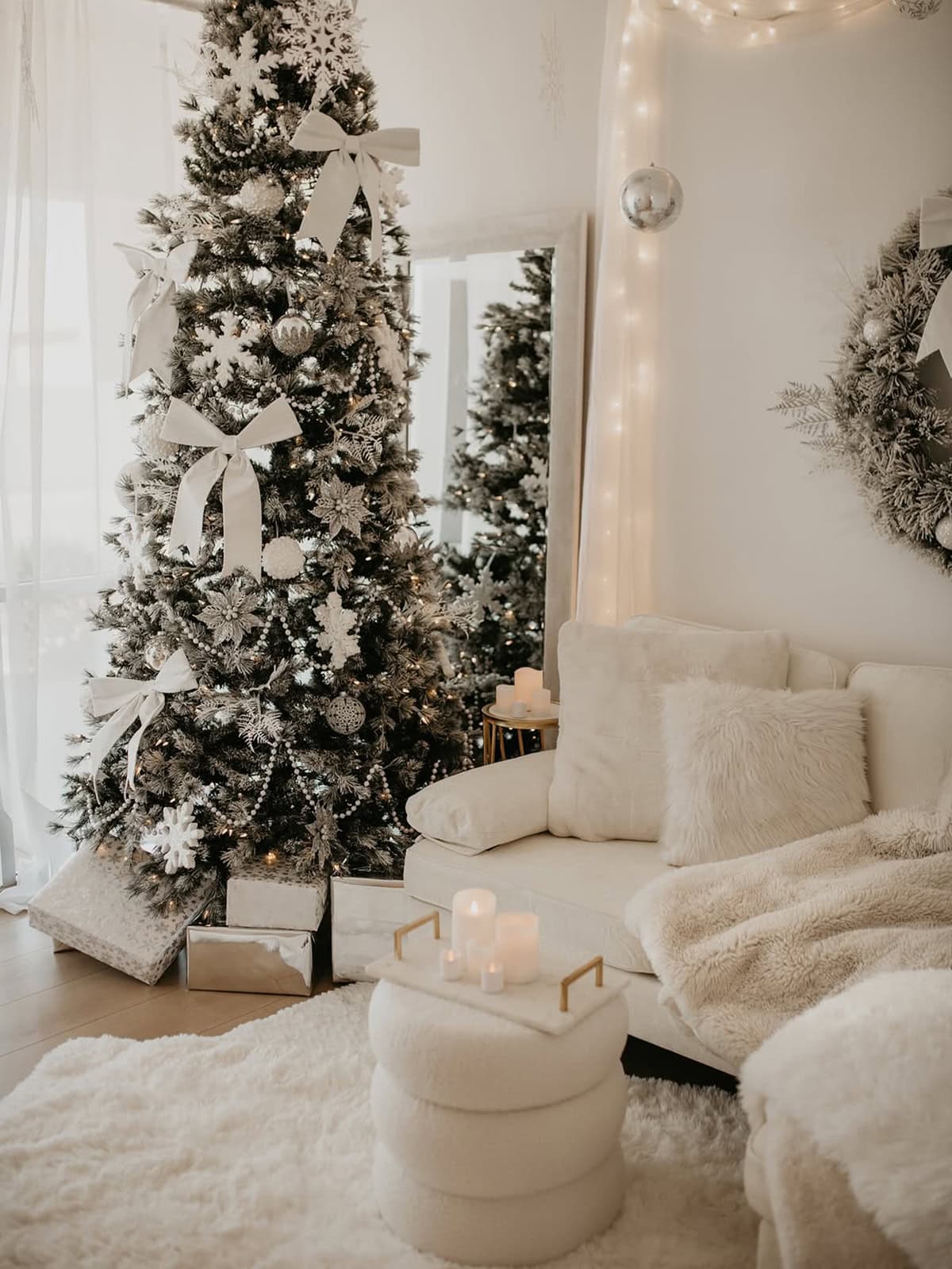 Frosted White Tree in Layered Shades of Cream