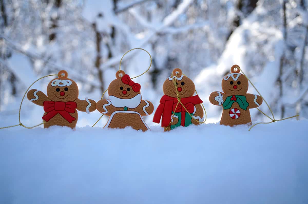 Gingerbread Family in a Winter Scene