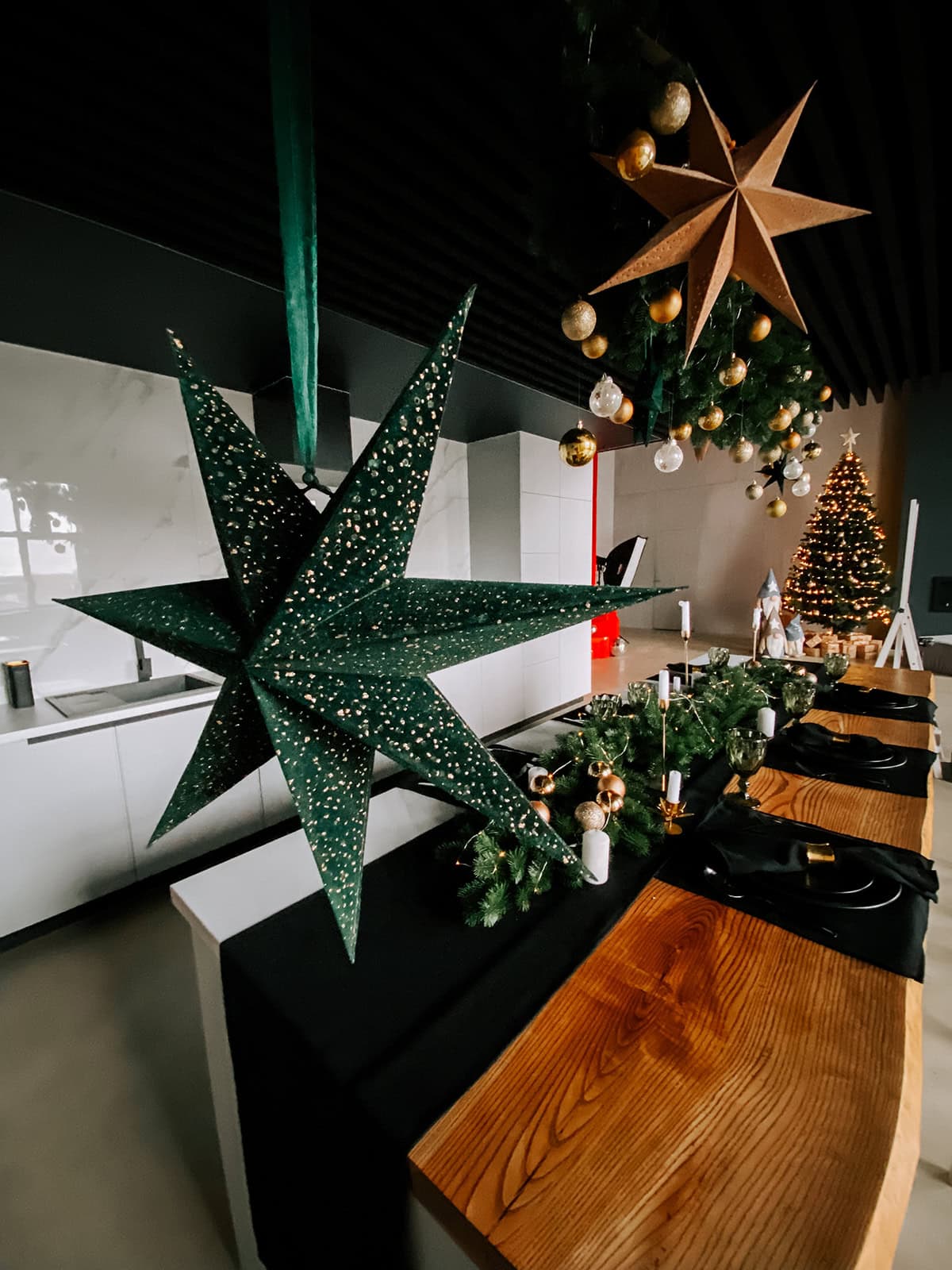 Gold and Green Stars Over a Dark Island