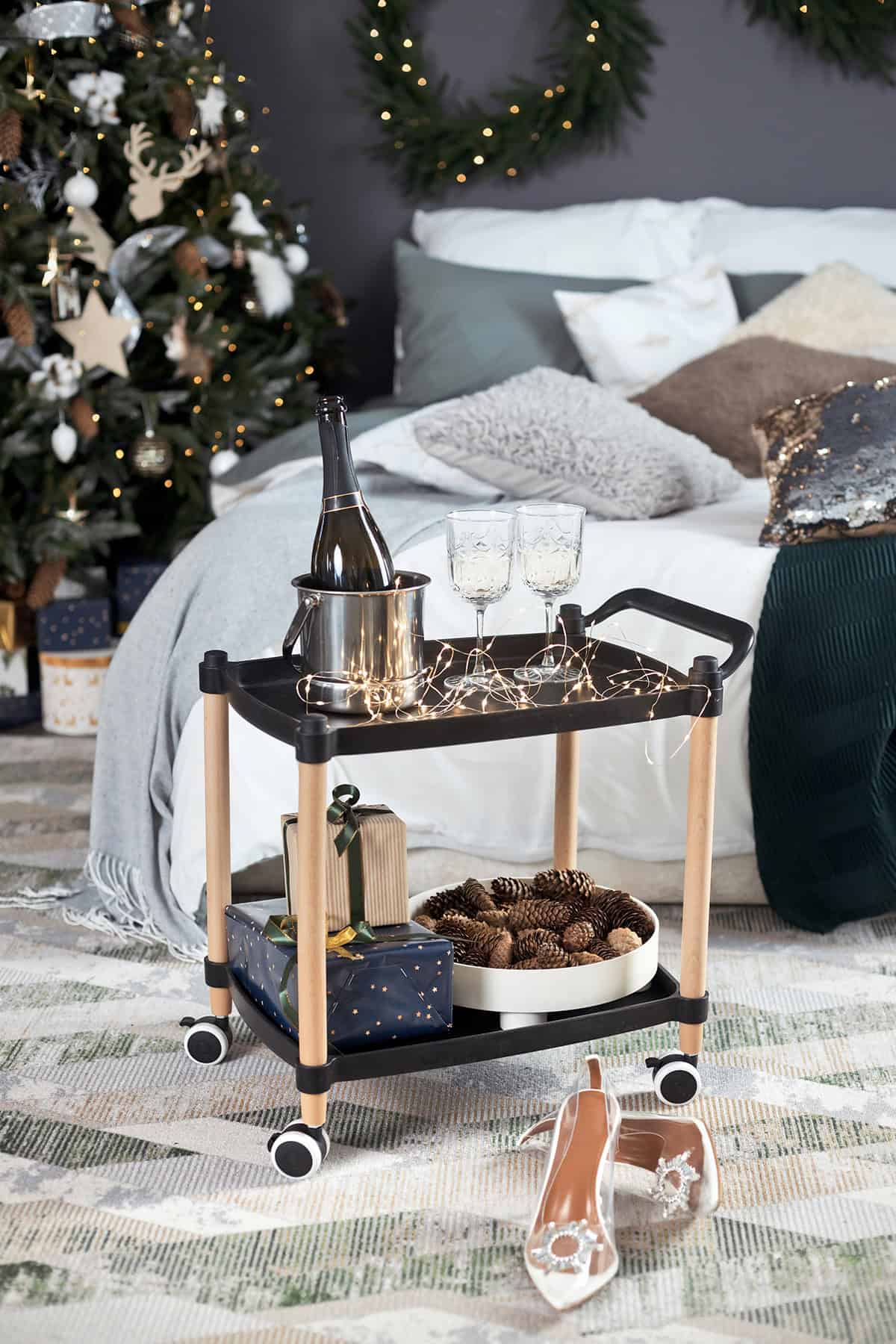 Holiday Bar Cart Setup