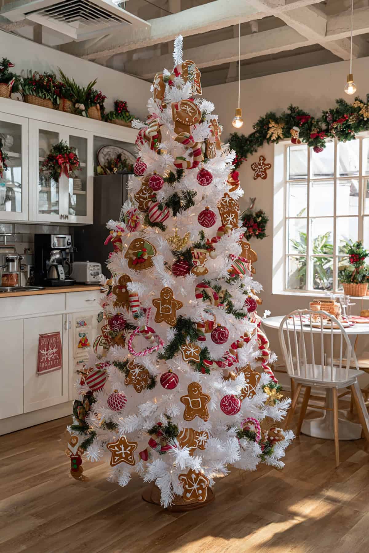 Iced White Tree with Gingerbread Details