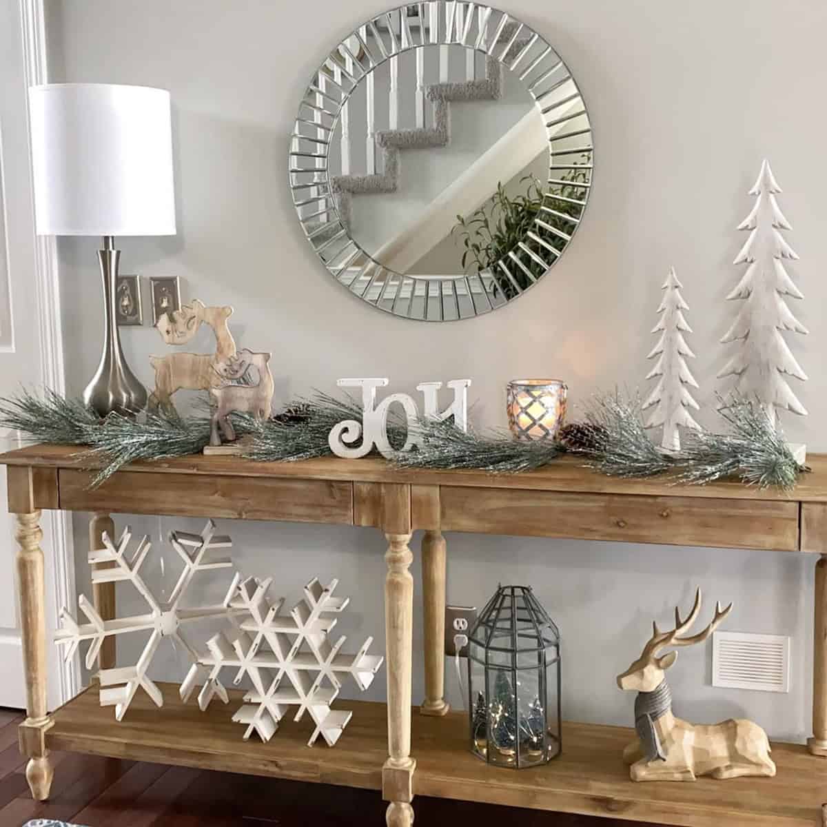Light Wood Console with Icy Whites