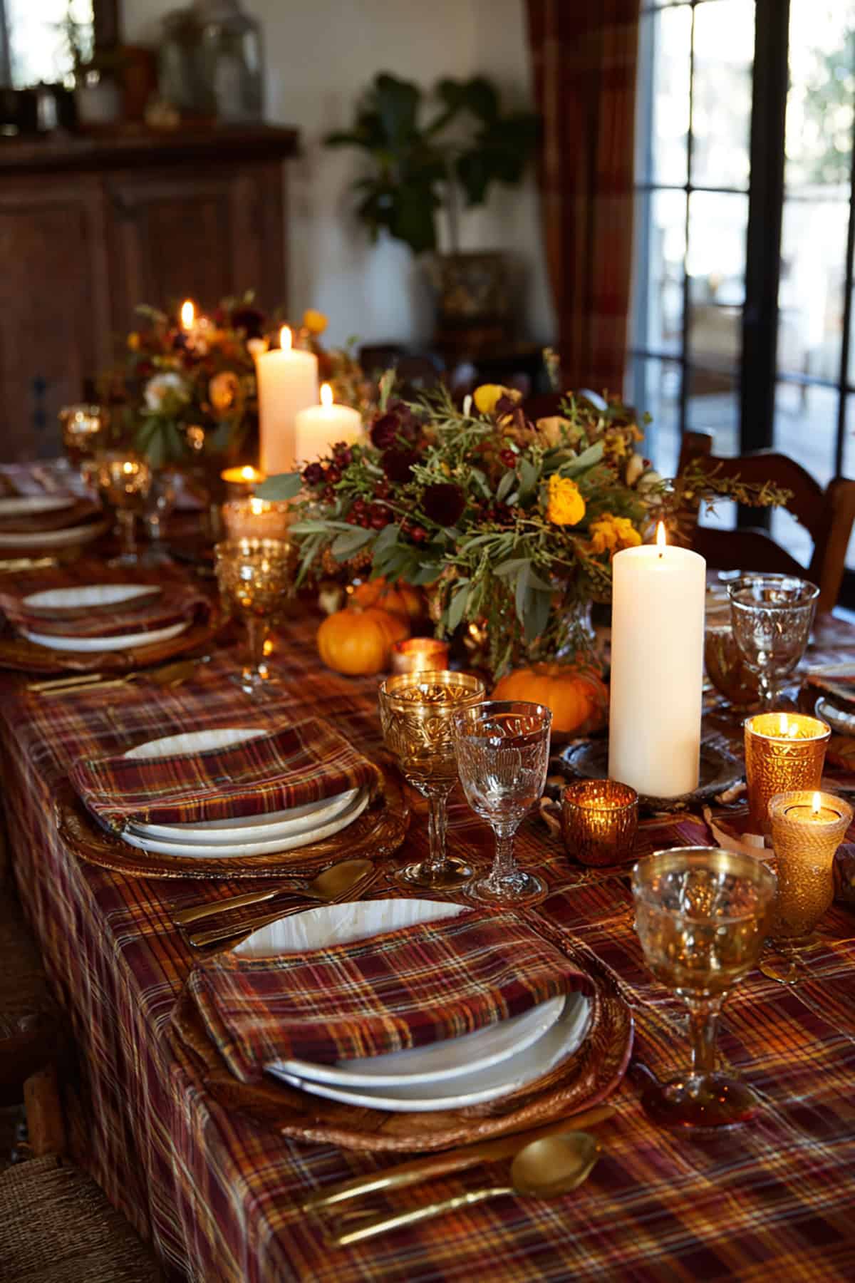 Plaid and Candlelit Warmth