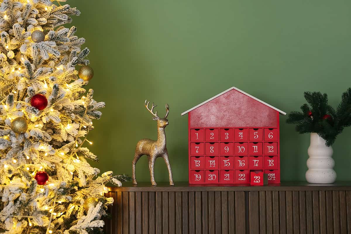 Red Advent Calendar as a Holiday Focal Point