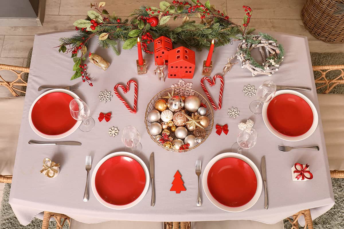 Red Plates with Candy Cane Detail