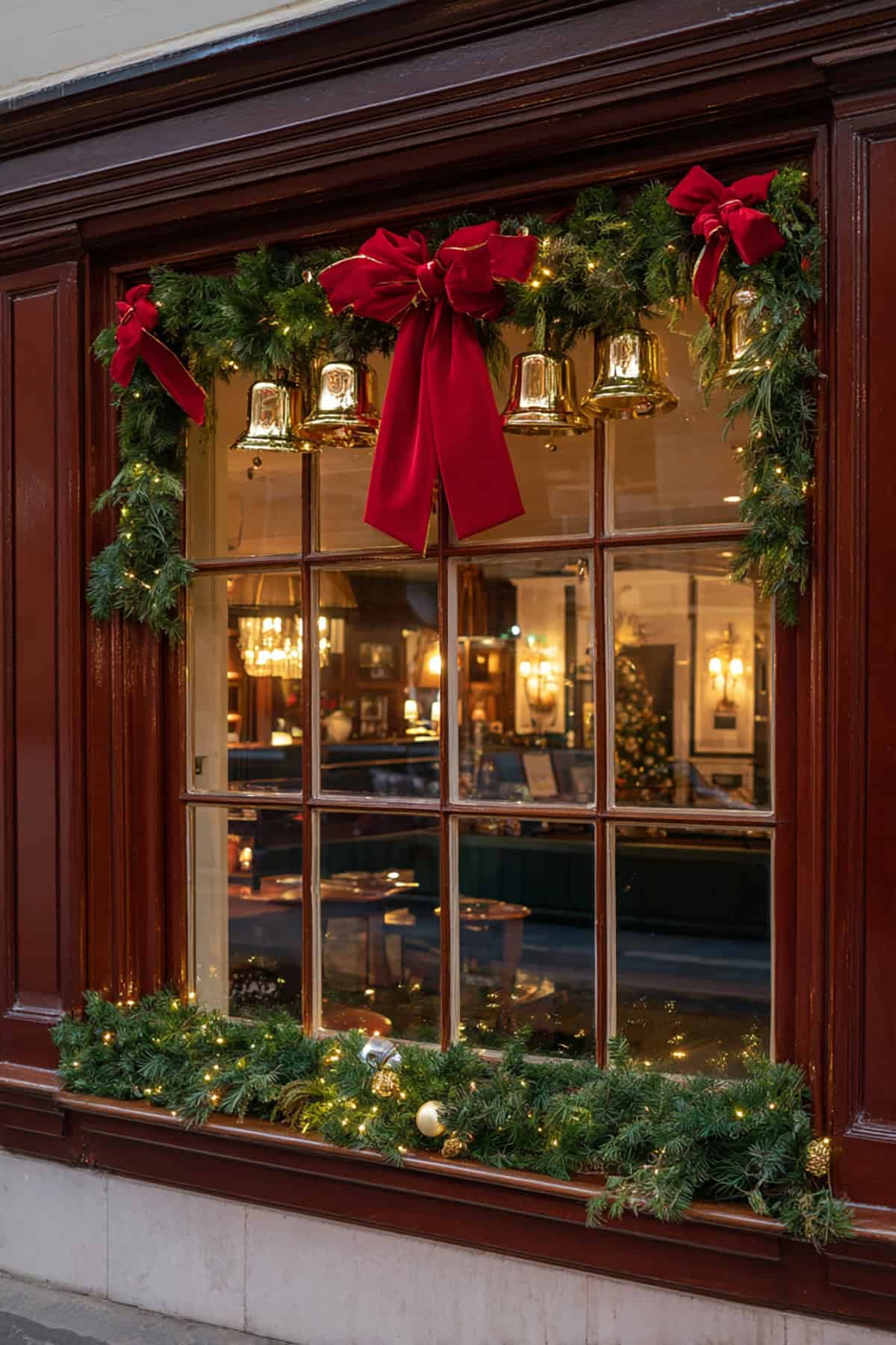 Red Ribbon and Green Garland Frame