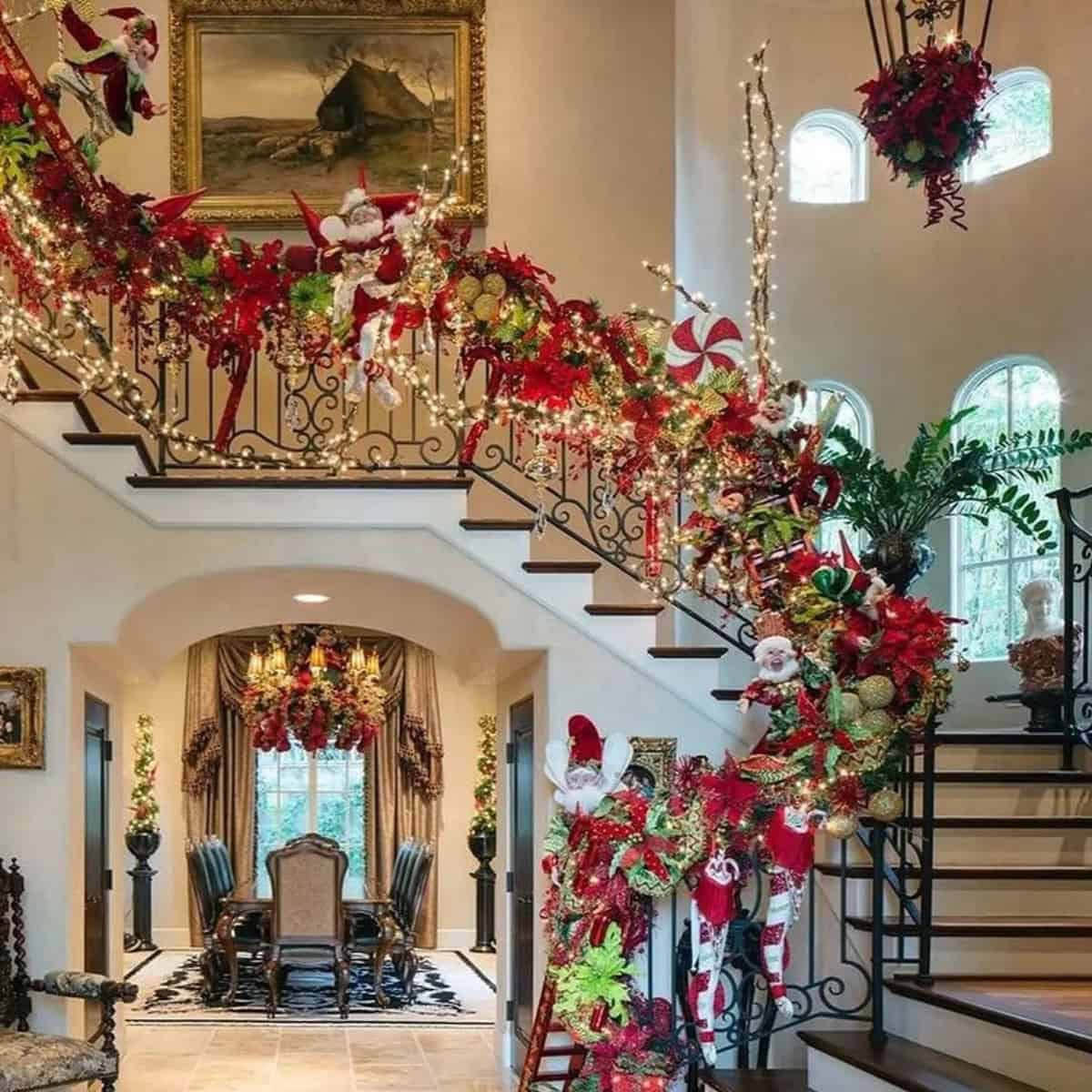 Santa Garland with Candy Cane Accents