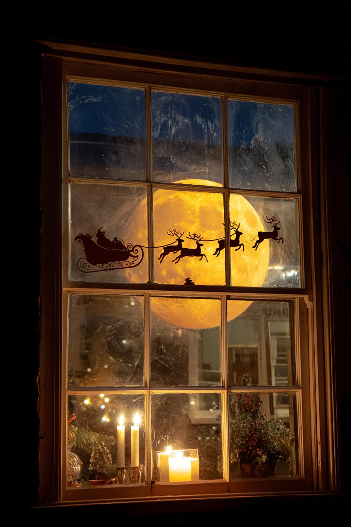 Santa’s Sleigh Silhouette Window