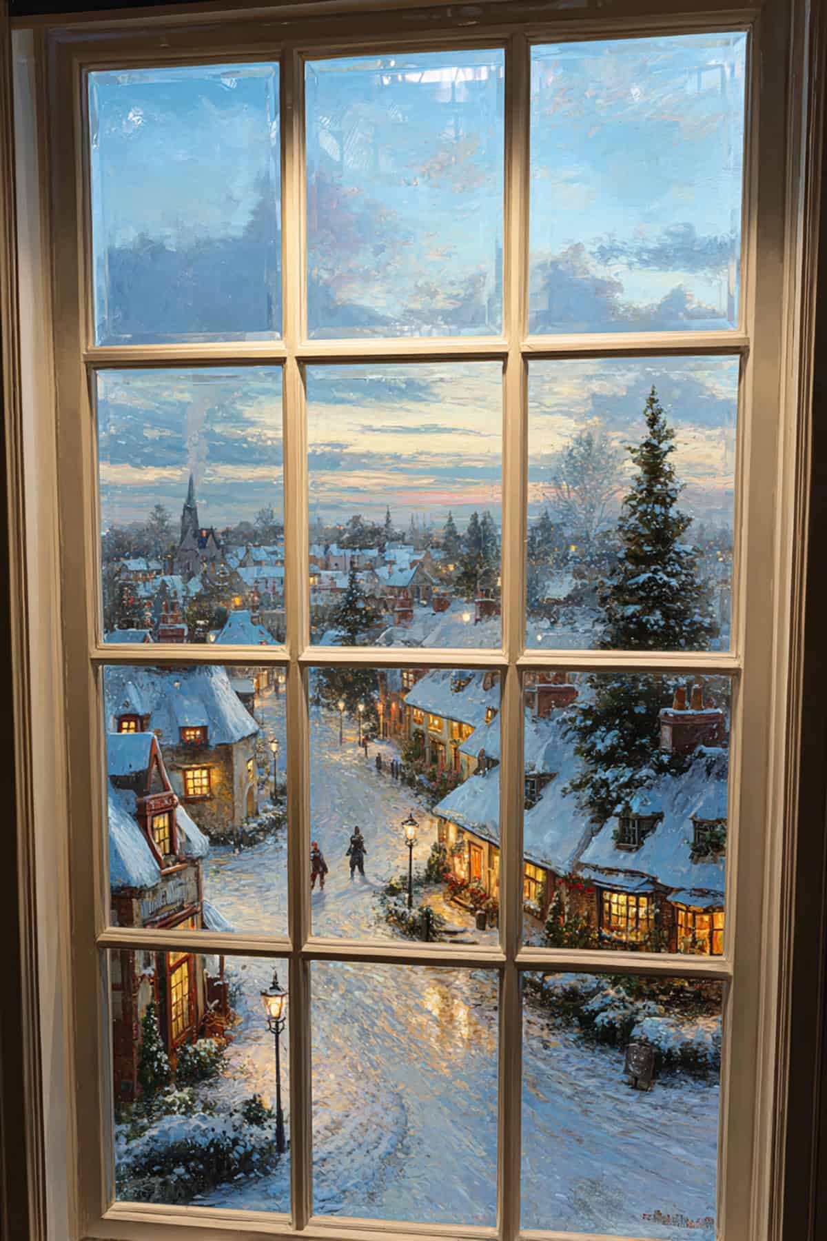 Snowy Village Scene