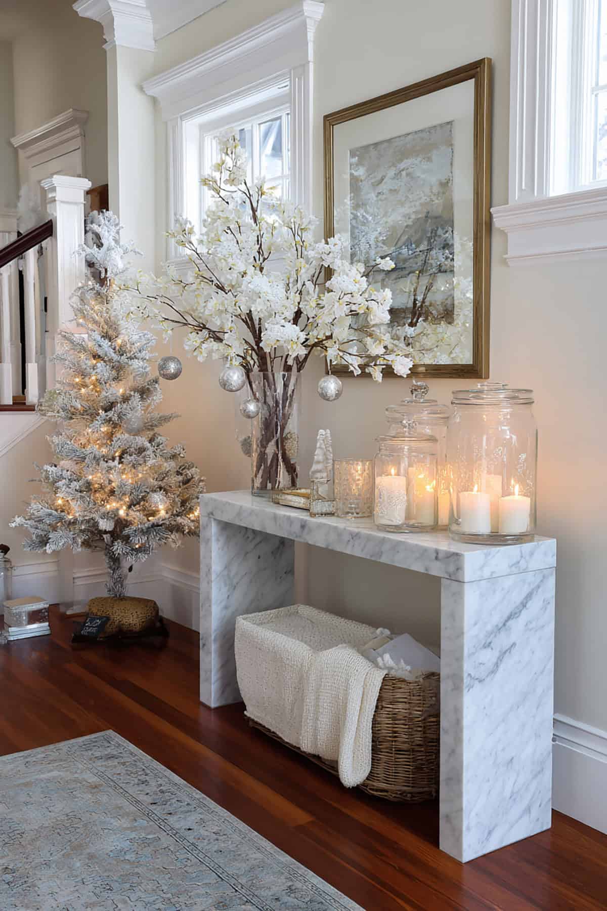 Snowy White Entryway Scene