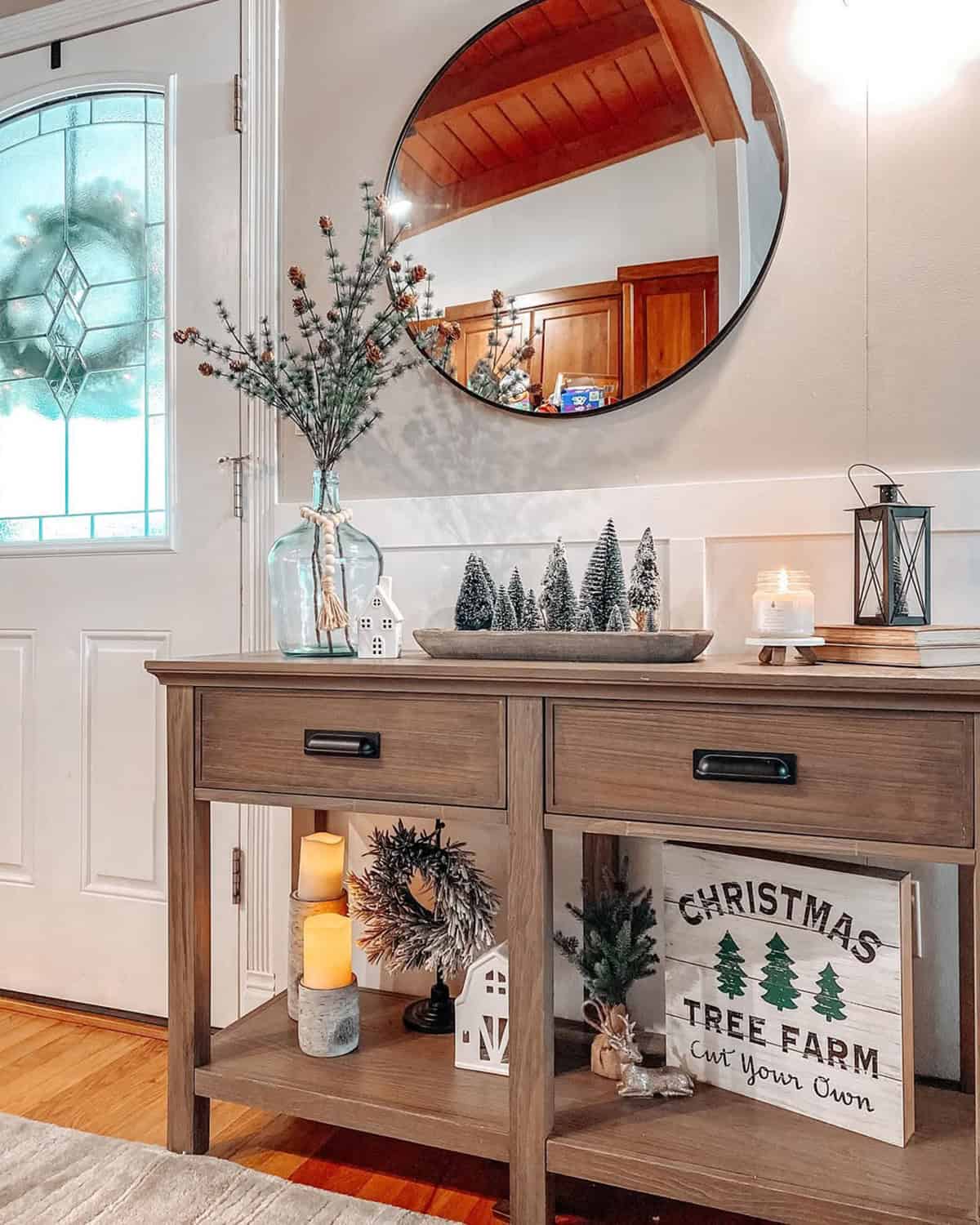 Tree Farm Console with Candlelight