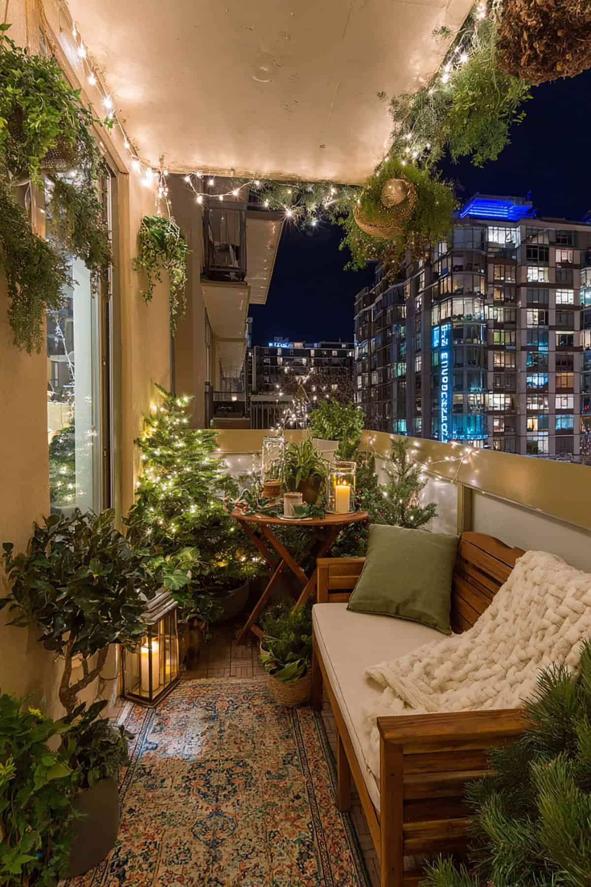 Turn the Balcony into a Tiny Christmas Garden