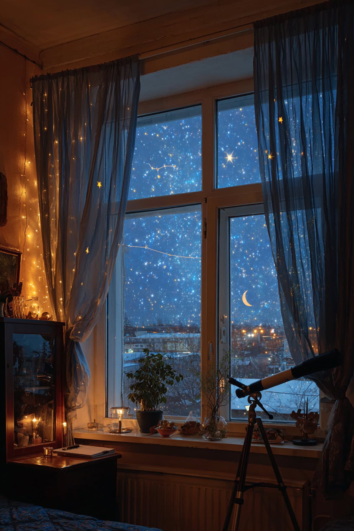 Twinkling Night Sky with Stars