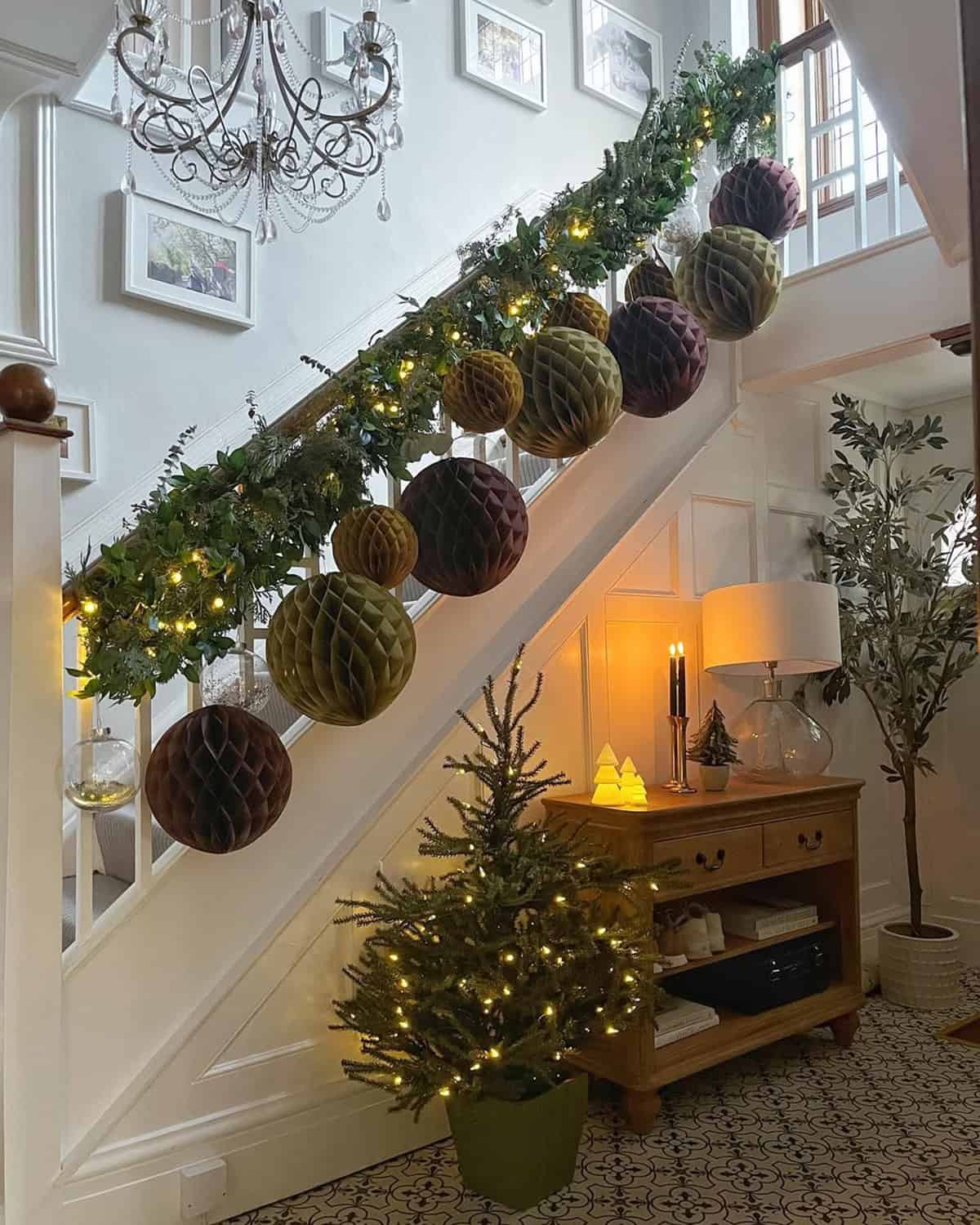 Warm Light Garland with Oversized Paper Baubles