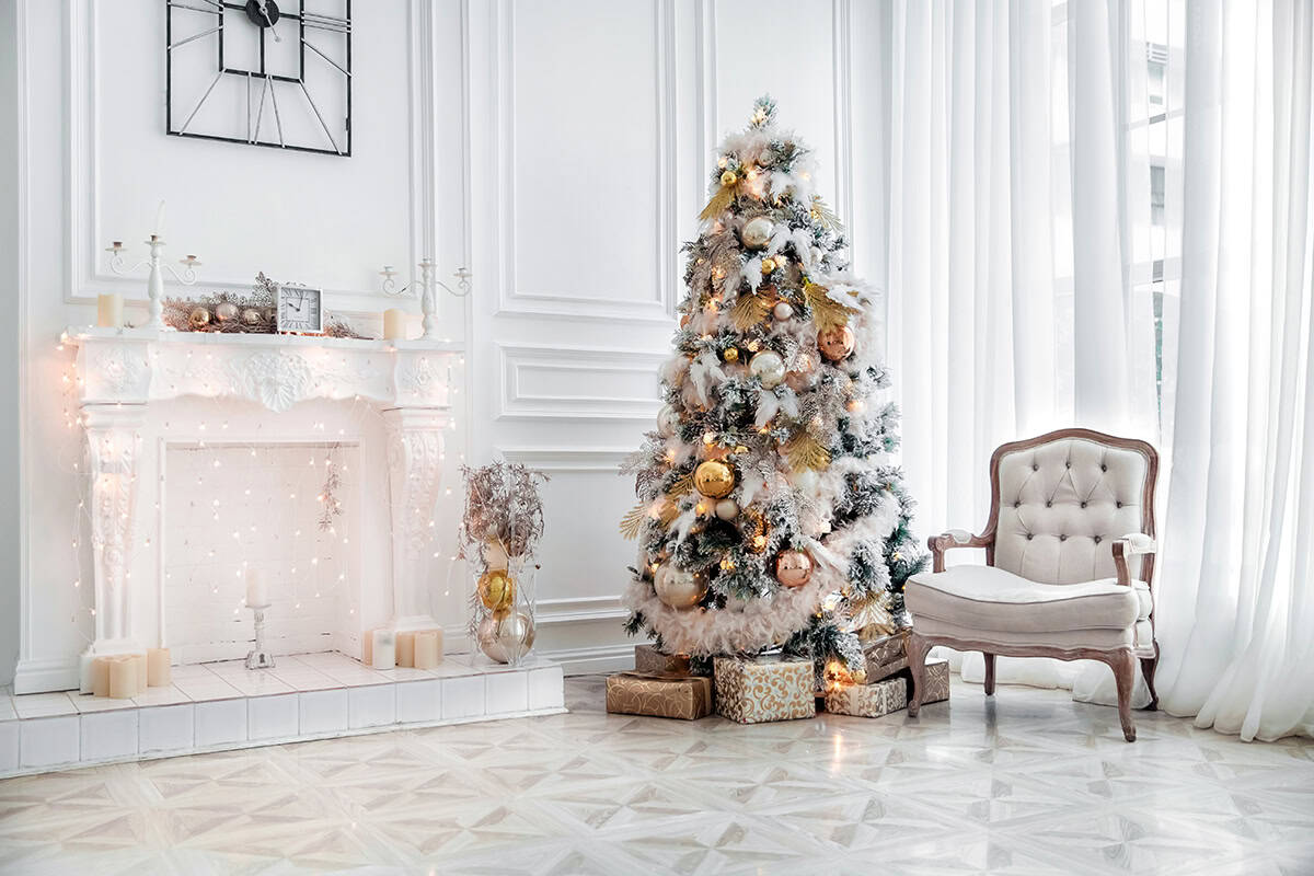 White Christmas Tree with Gold Traces